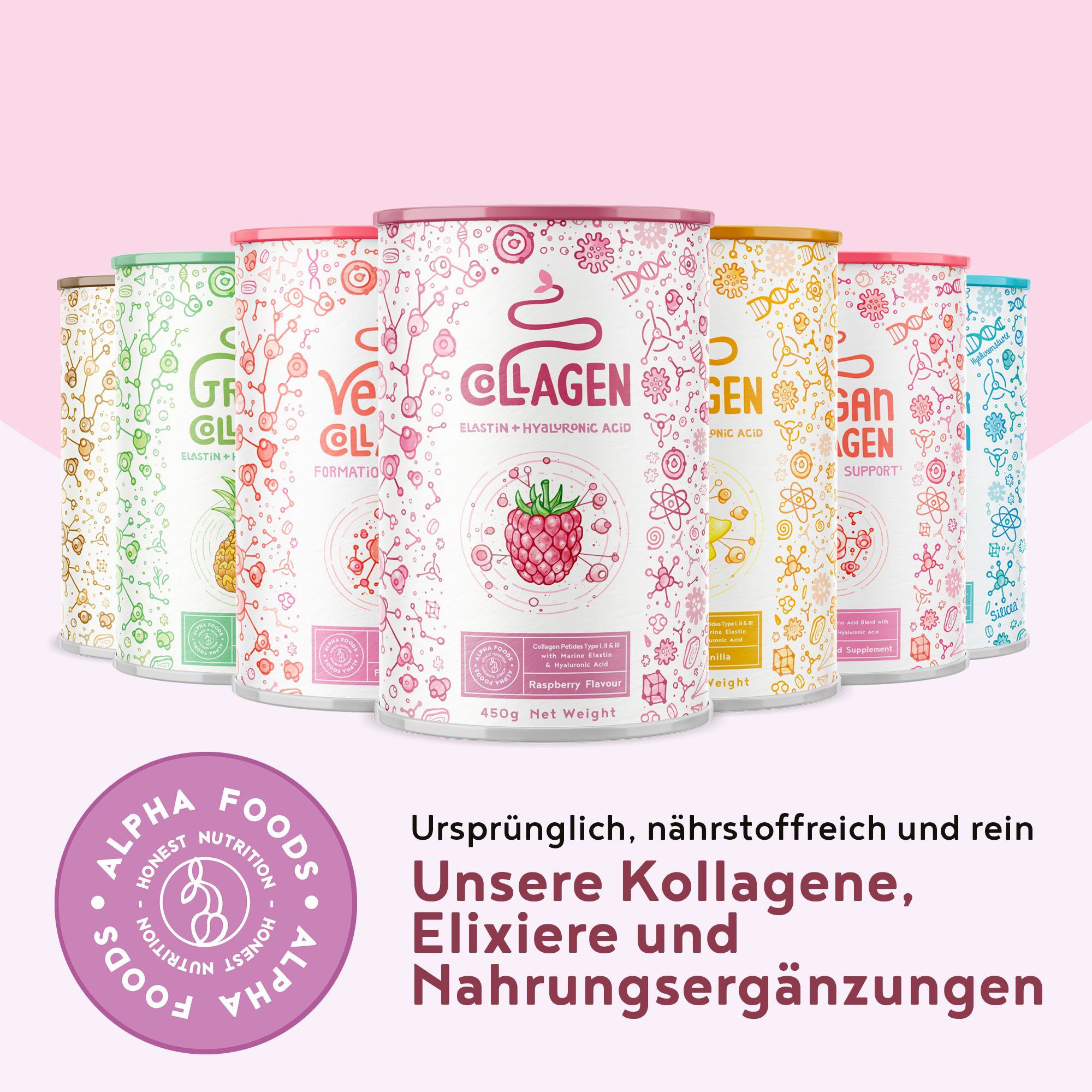 ALPHA FOODS Kollagen Elastin+ Hyaluronsäure Himbeere