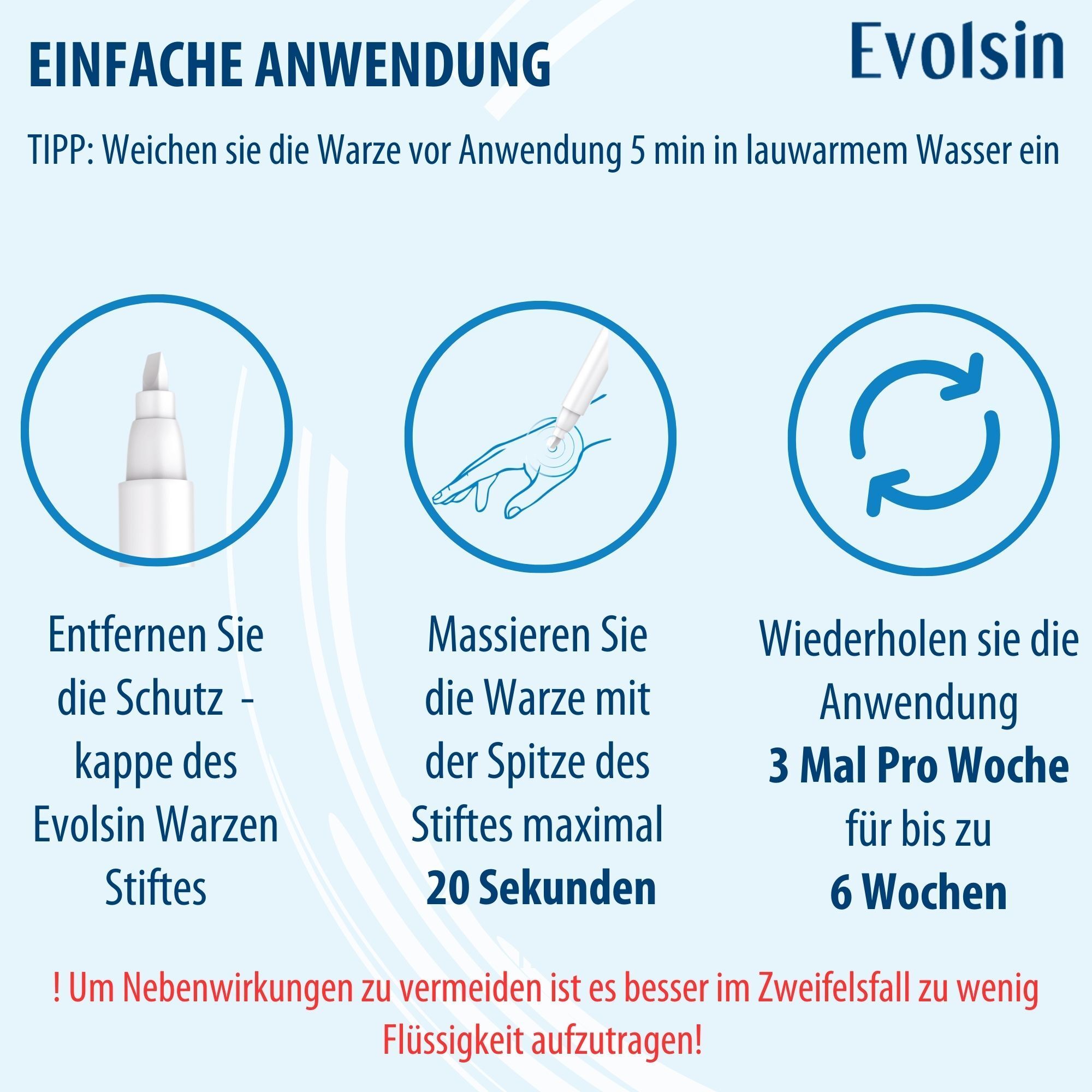 Evolsin – Anti Warzen Stift gegen Dornwarzen & gewöhnliche an Füßen, Händen, Körper, Armen & Beinen – Warzenstift präzise, hygienisch & sicher