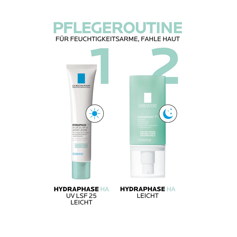 La Roche Posay Hydraphase HA UV Leicht: Tagescreme mit Lichtschutzfaktor 25 sowie Hyaluronsäure und Glycerin für feuchtigkeitsarme, fahle Haut