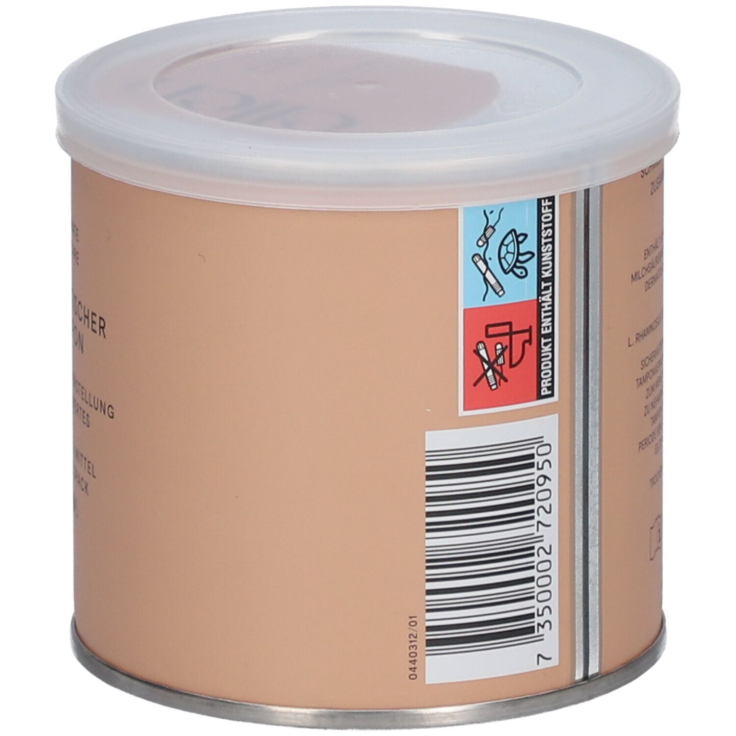 Beige Dose mit weißem Deckel. Aufschrift: ellen®, Intimate Femcare, probiotischer Tampon, 22 Stück.