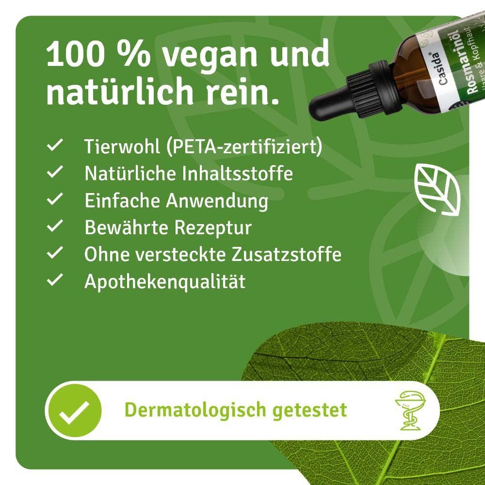 Produktflasche mit Vorteilen: Tierwohl (PETA-zertifiziert), natürliche Inhaltsstoffe, einfache Anwendung, bewährte Rezeptur, dermatologisch getestet.