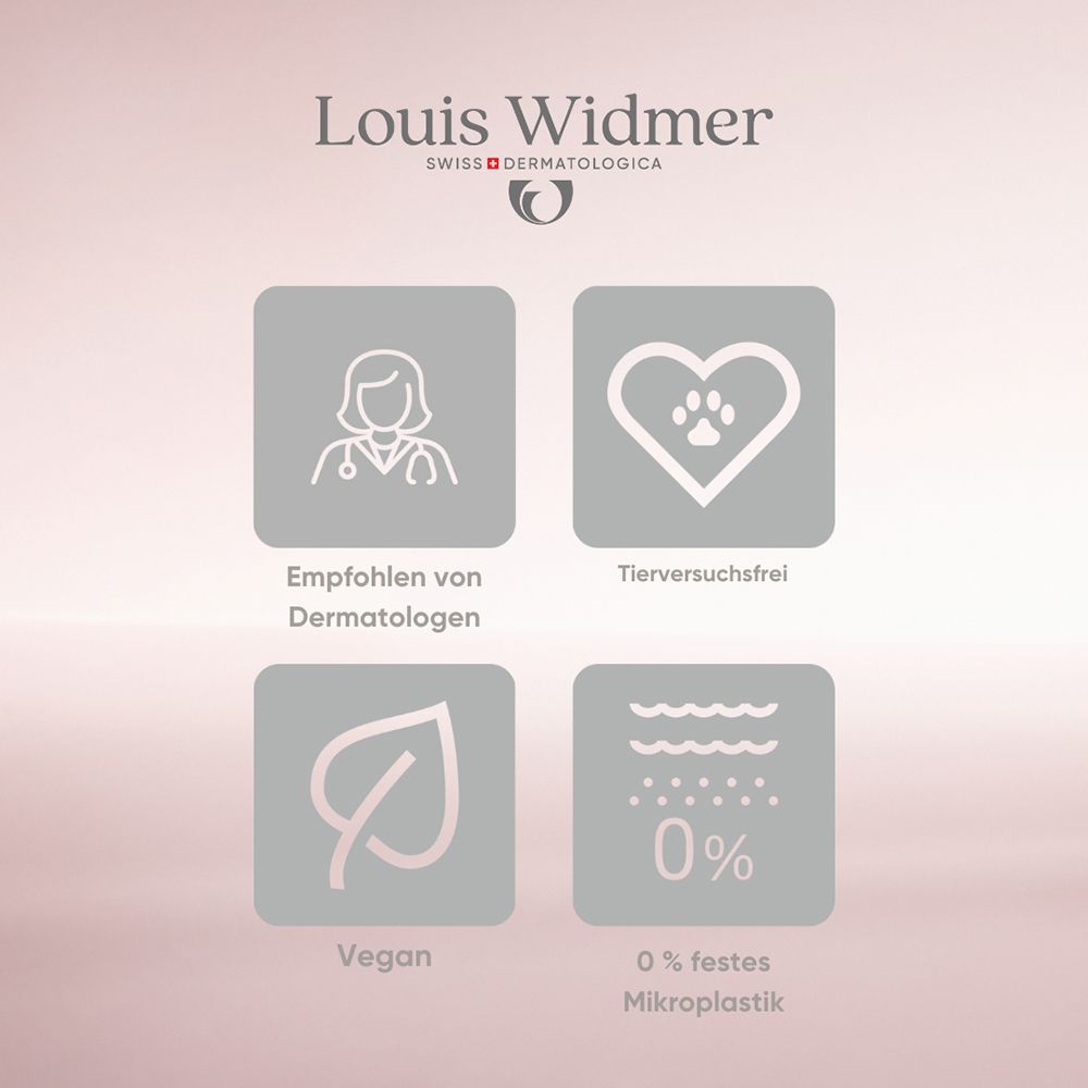 Louis Widmer pro derm: Empfohlen von Dermatologen, tierversuchsfrei, vegan.