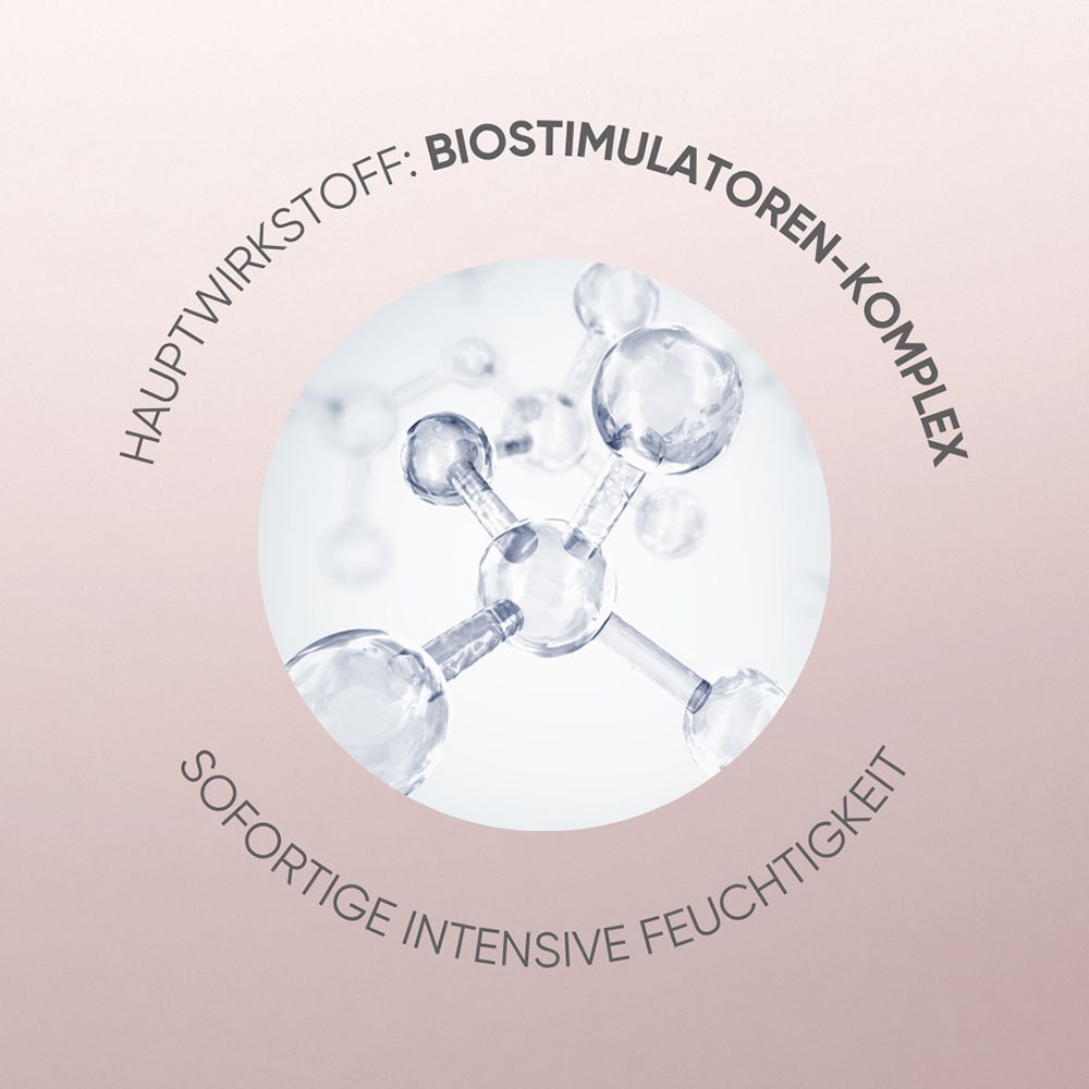 Molekülstruktur als Symbol für Biostimulatoren und Hyaluronsäure in Louis Widmer hydraderm.