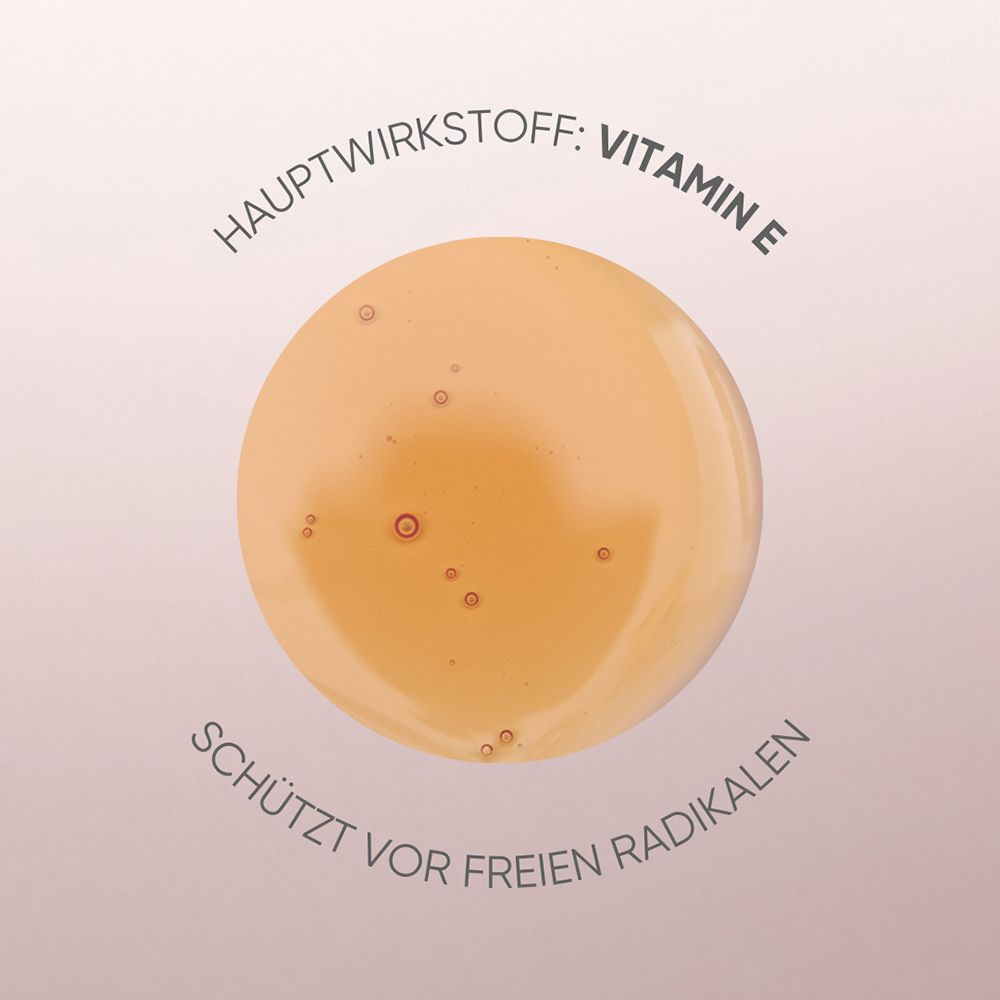 Tropfen mit Vitamin E, Hauptwirkstoff der Louis Widmer hydraderm Tagesemulsion UV 30.