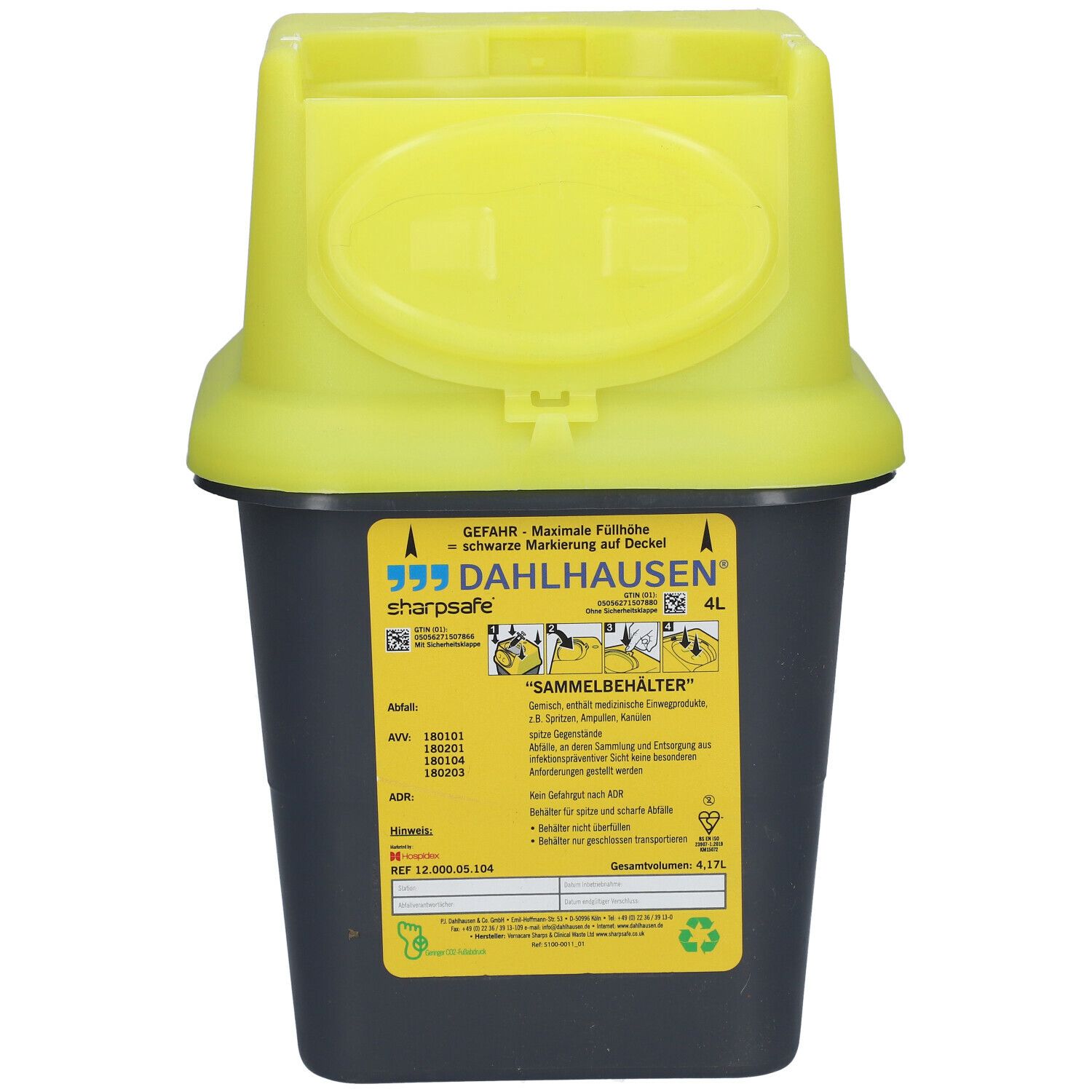 Sharpsafe Abwurfbehälter 4,0 L