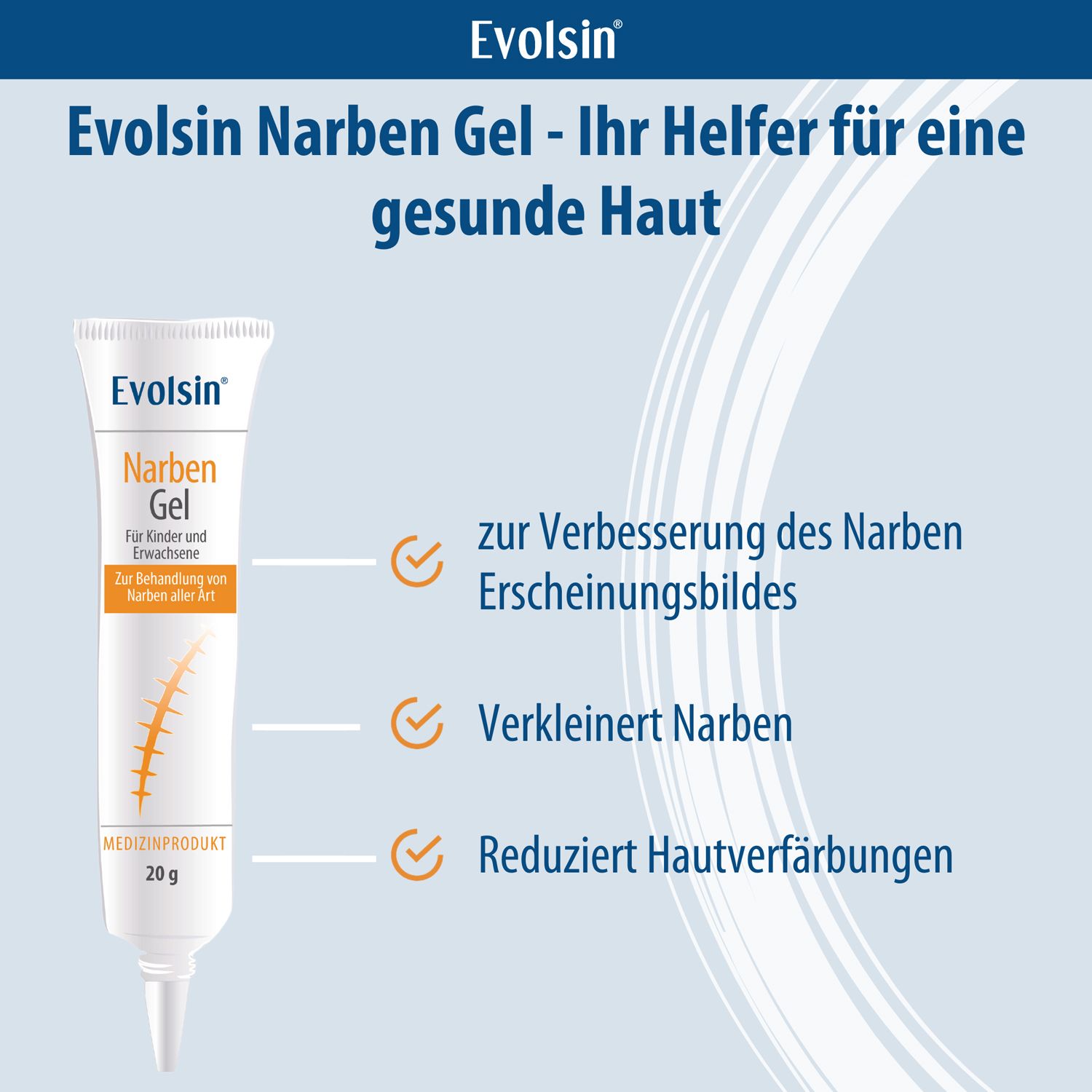 Evolsin® Narbengel für Kinder & Erwachsene – Narbensalbe reduziert die Sichtbarkeit von Narben – Narbencreme für Narben aller Art