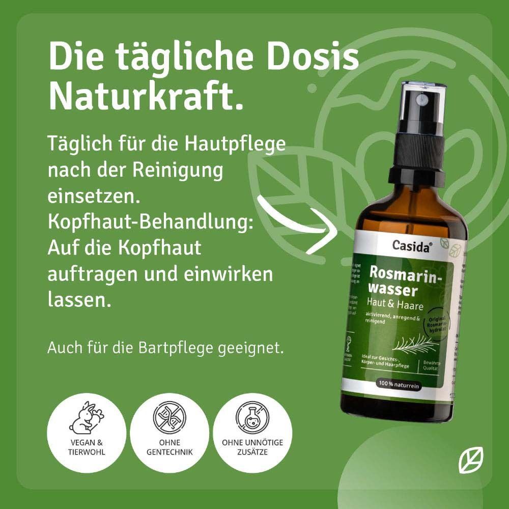 Produktflasche auf grünem Hintergrund. Text: Tägliche Dosis Naturkraft. Vegan, ohne Gentechnik, ohne Zusätze.