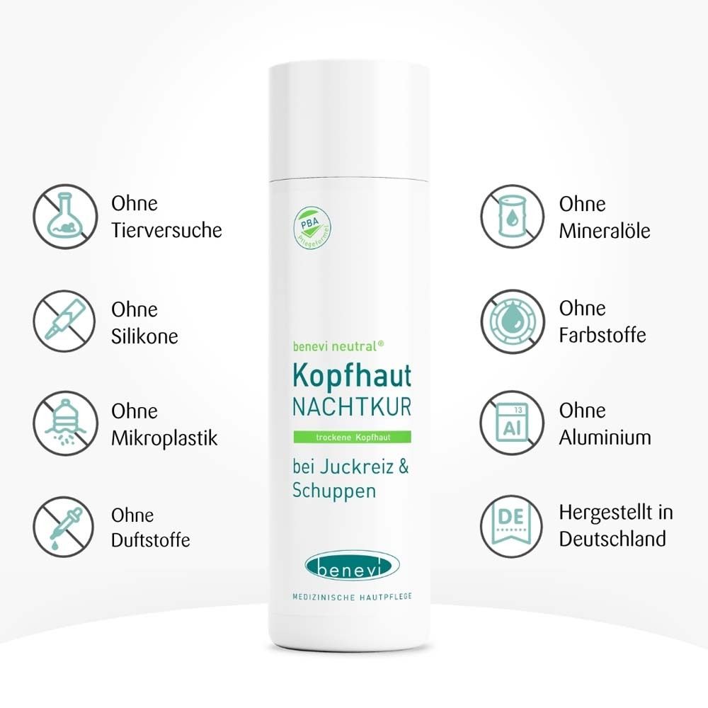 Produkt mit Symbolen. Ohne Tierversuche, Silikone, Mikroplastik, Duftstoffe, Mineralöle, Farbstoffe, Aluminium. Hergestellt in Deutschland.