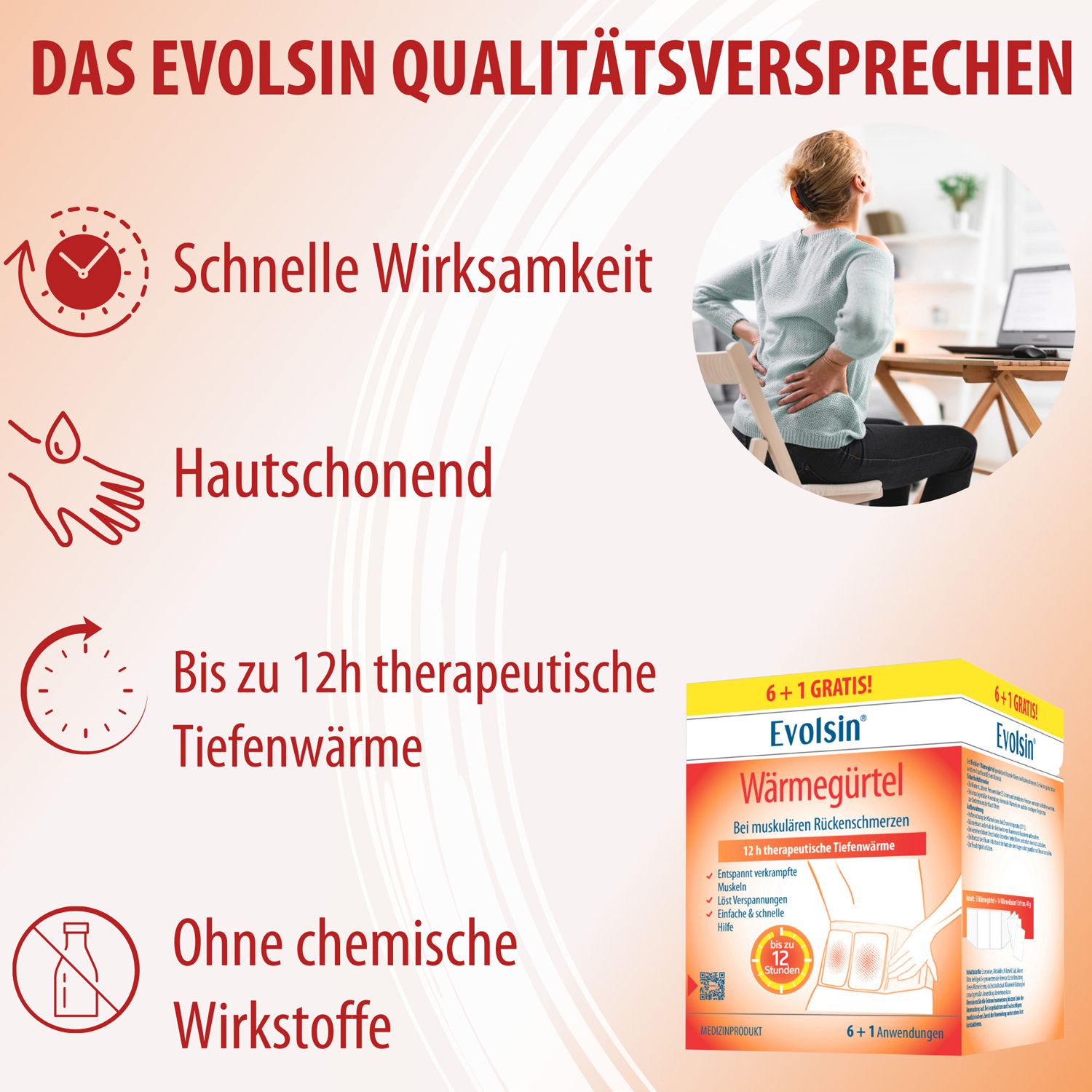 Evolsin® Wärmegürtel – Wärmeumschläge zur Linderung muskulärer Rückenschmerzen