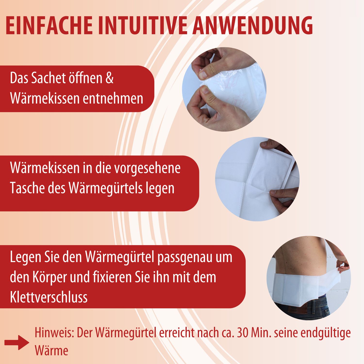 Evolsin® Wärmegürtel – Wärmeumschläge zur Linderung muskulärer Rückenschmerzen