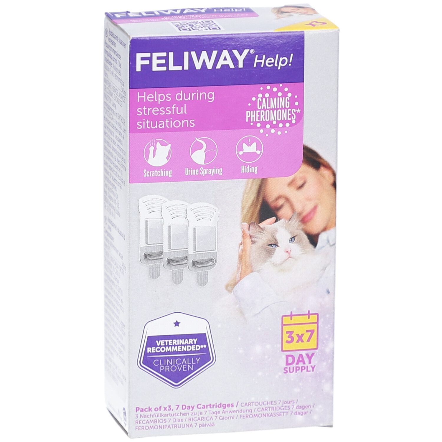 Feliway Help! Packung mit 3 x 7-Tage-Kartuschen. Hilft bei Stress. Veterinär empfohlen. Klinisch erwiesen.