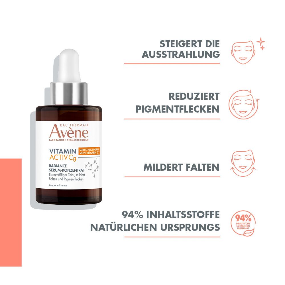 Eau Thermale Avène – VITAMIN ACTIV Cg Radiance Serum-Konzentrat: Minderung von Fältchen und Pigmentflecken - jetzt 5€ sparen mit dem Code “avene5at"*