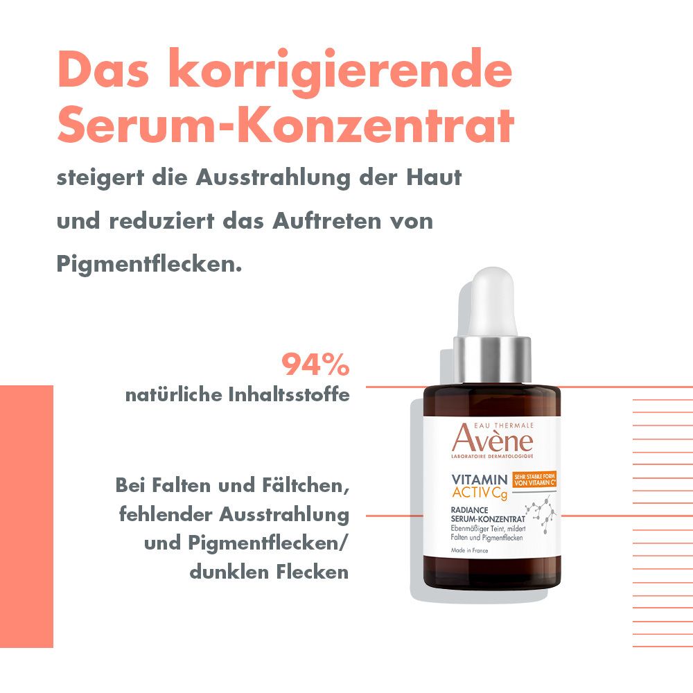 Eau Thermale Avène – VITAMIN ACTIV Cg Radiance Serum-Konzentrat: Minderung von Fältchen und Pigmentflecken - jetzt 5€ sparen mit dem Code “avene5at"*