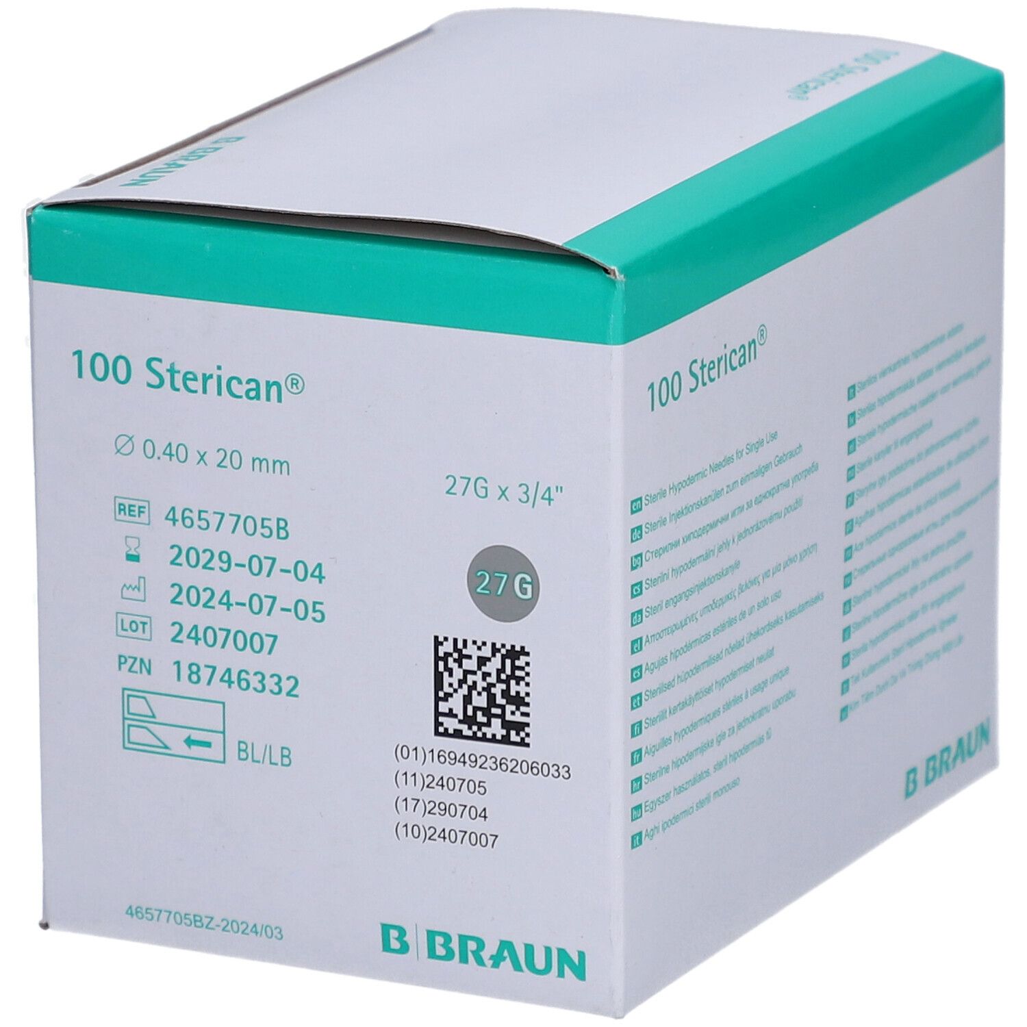 STERICAN Einmalkanüle 27 G 20 mm