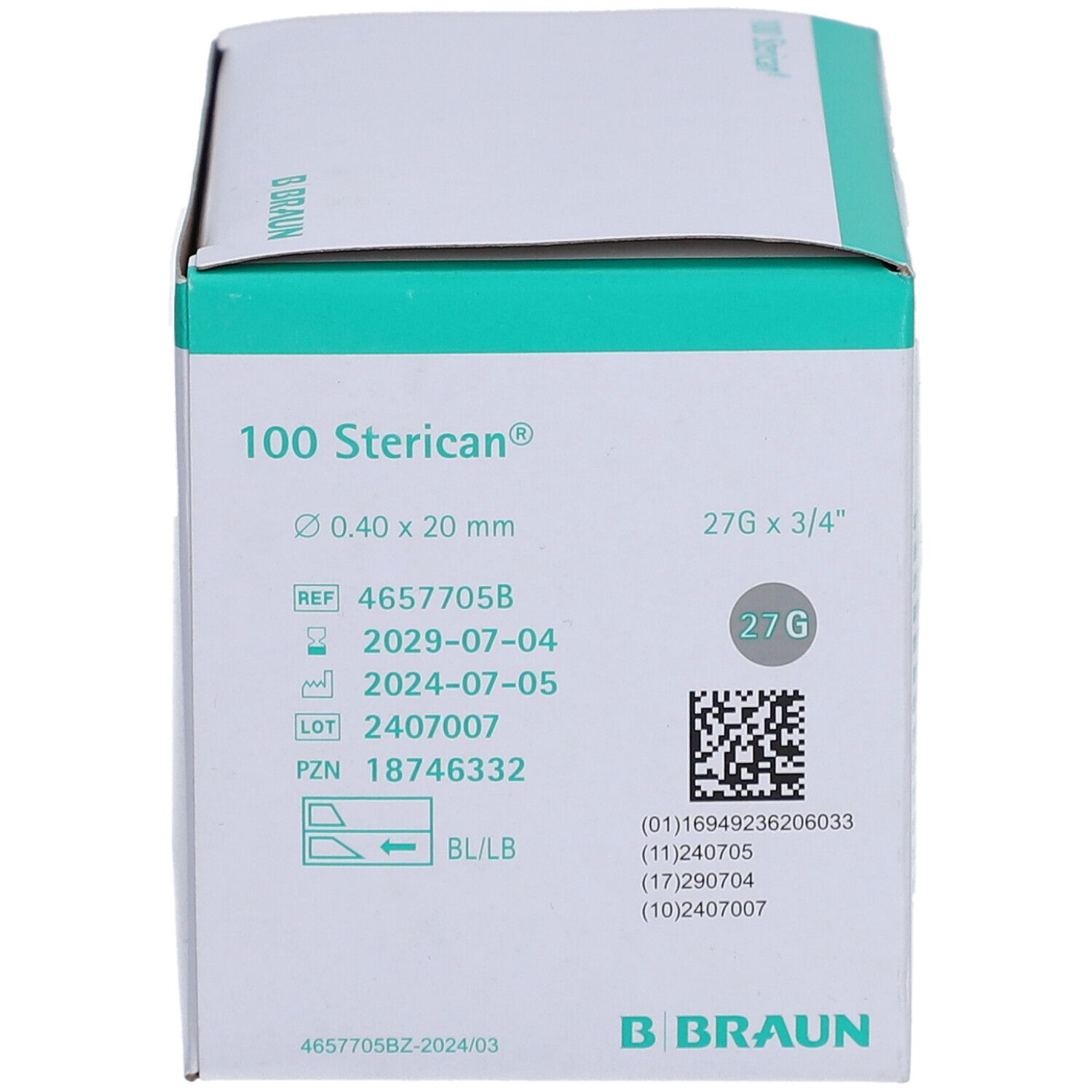 STERICAN Einmalkanüle 27 G 20 mm