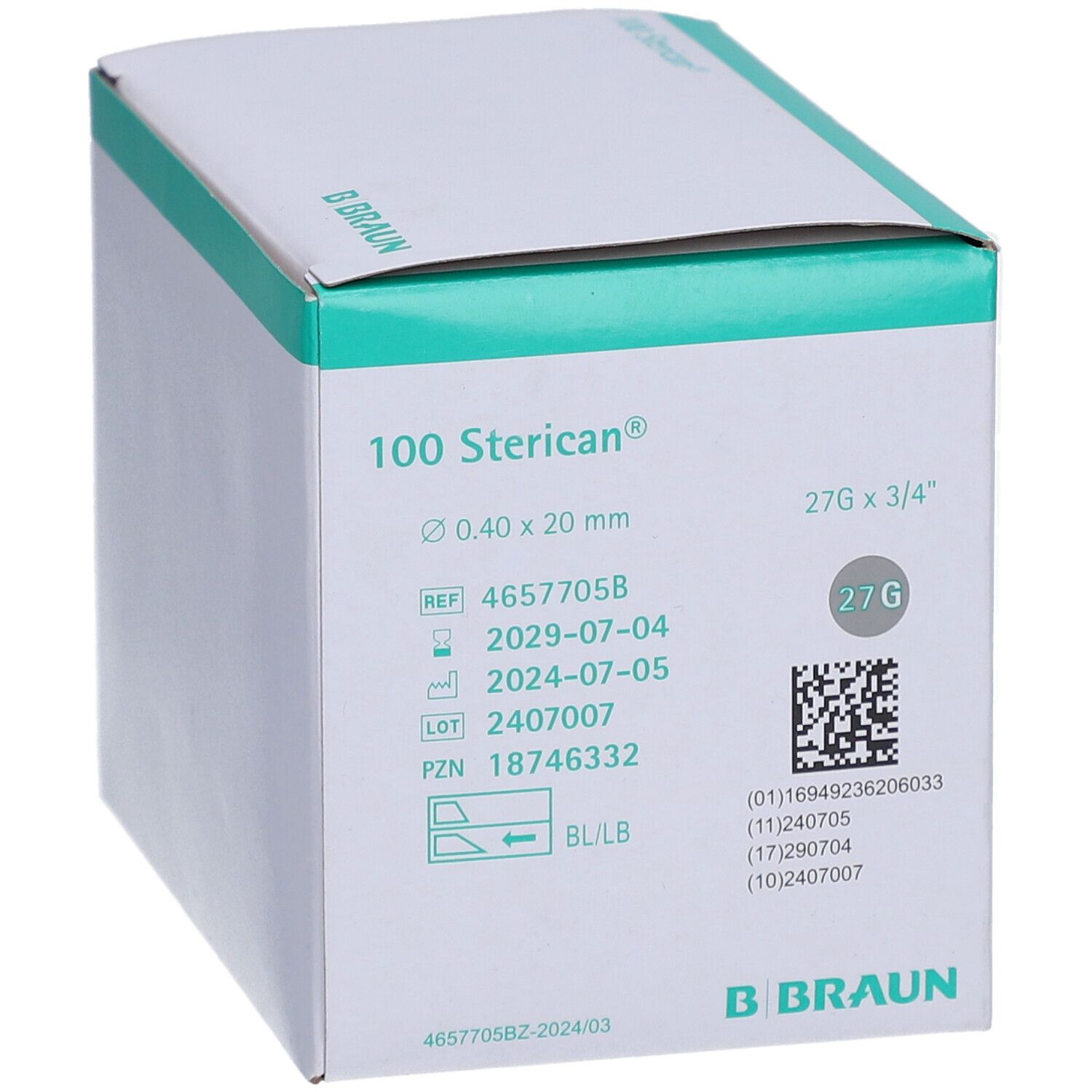 STERICAN Einmalkanüle 27 G 20 mm