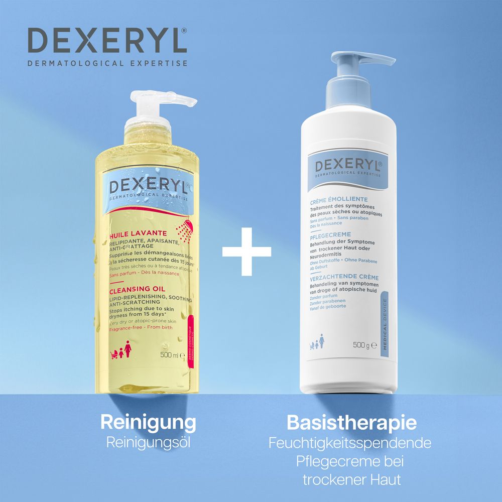DEXERYL Reinigungöl und Pflegecreme Flasche, 500ml.