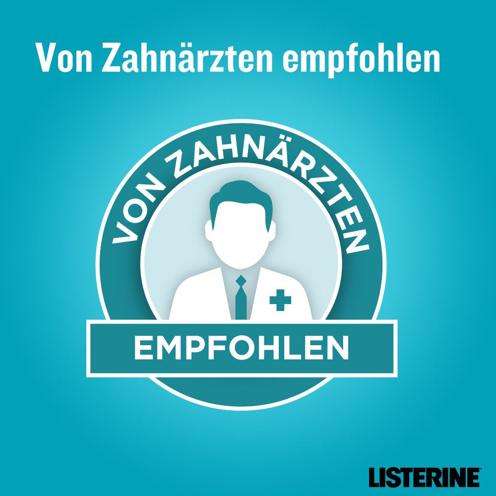 Rundes Siegel mit Arzt-Silhouette und Text: Von Zahnärzten empfohlen.