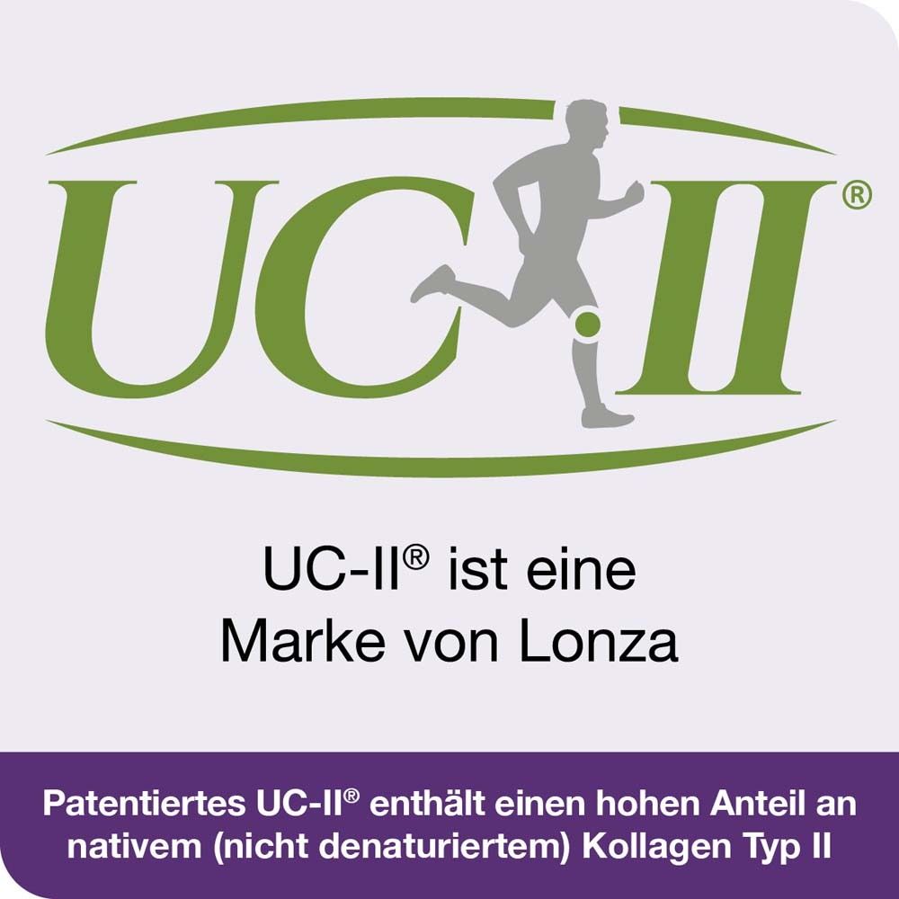 Große, orangefarbene Kugel mit Vitamin C. Text: Mit Vitamin C für gesunde Funktion von Knochen und Knorpel.