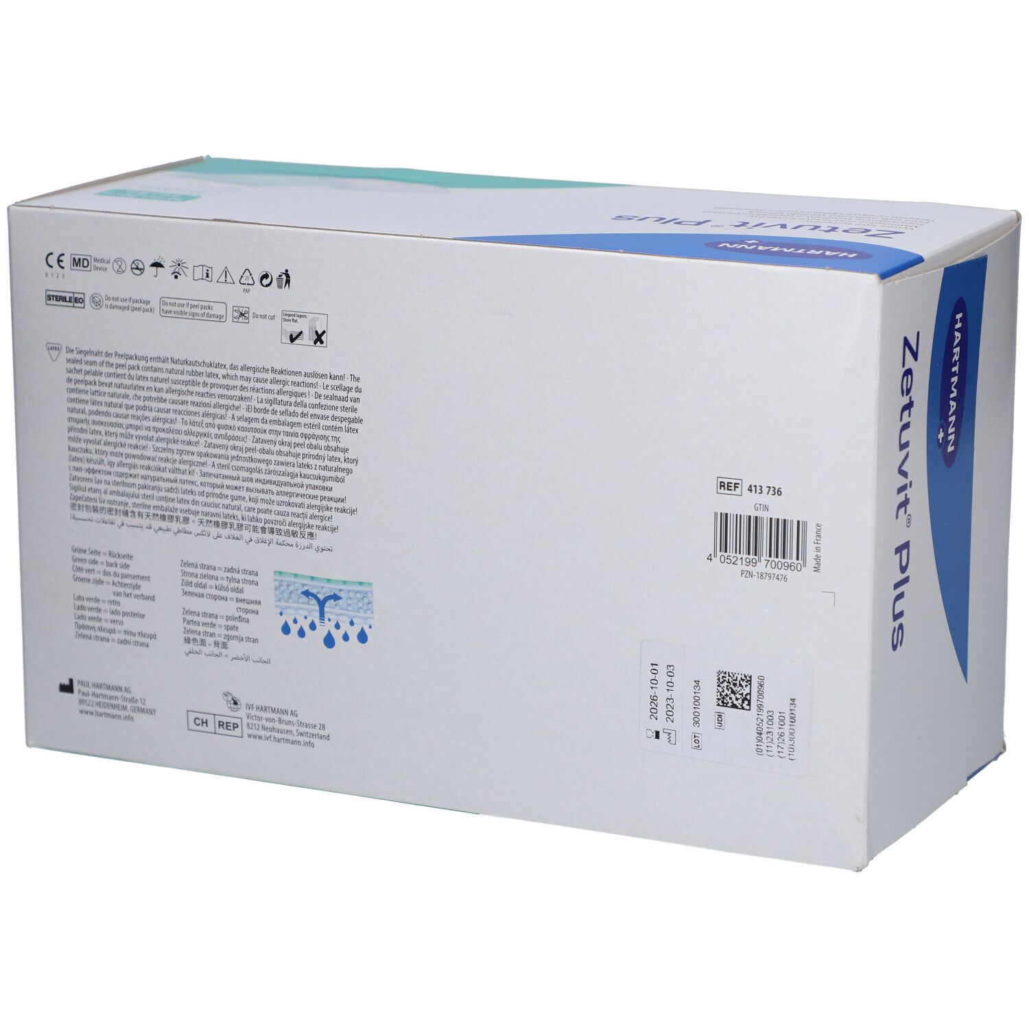 Zetuvit Plus extrastarke Saugkompressen steril 10x20 cm