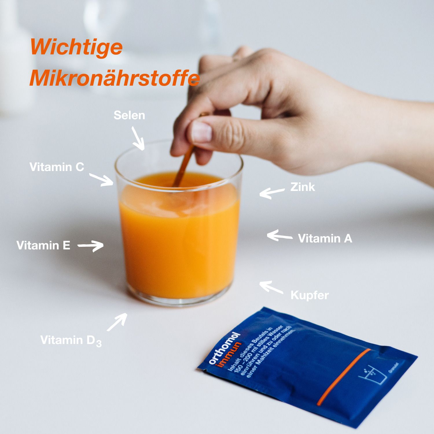 Orthomol Immun - Mikronährstoffe zur Unterstützung des Immunsystems - mit Vitamin C, Vitamin D und Zink - Granulat