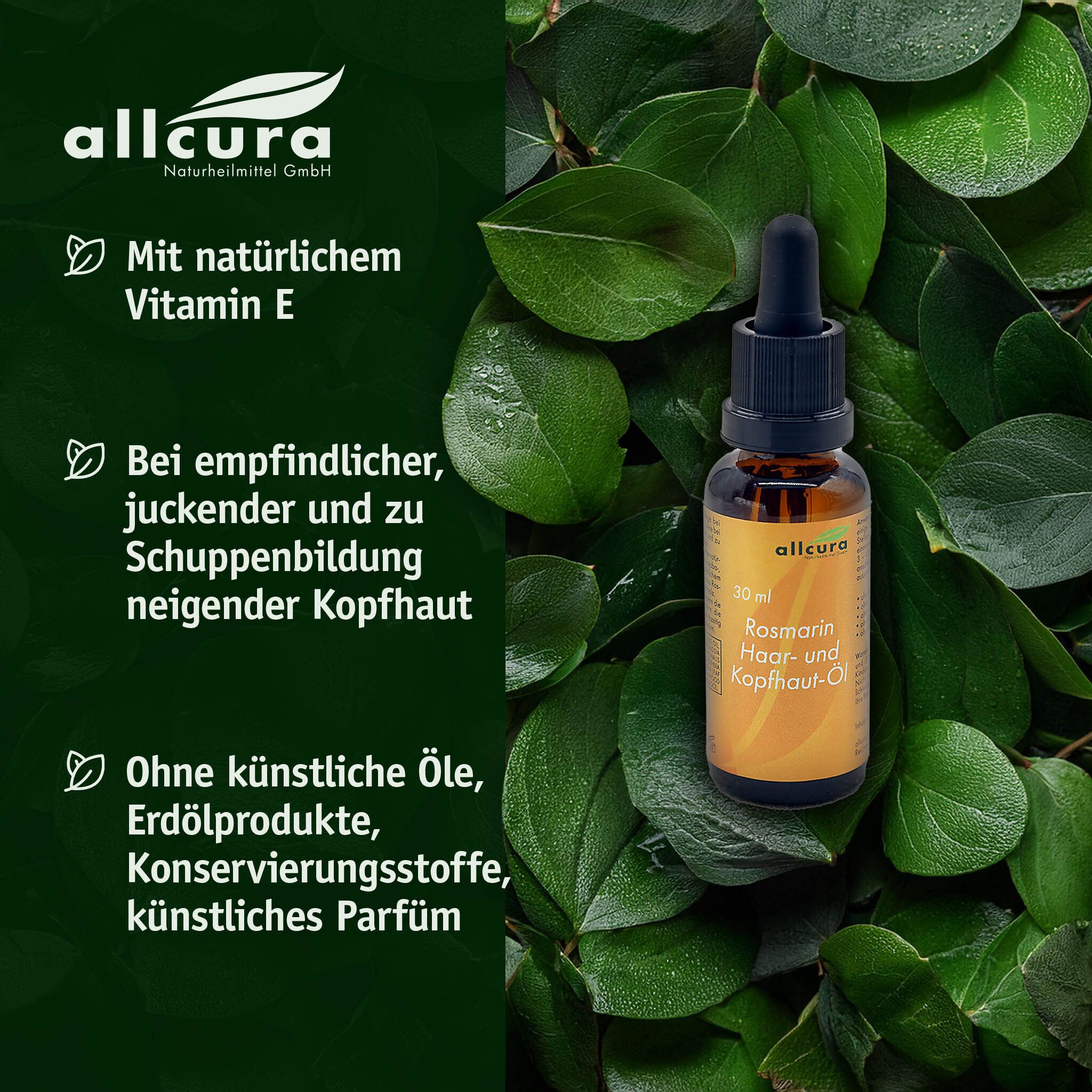 Produktflasche vor grünem Hintergrund. Text: Mit natürlichem Vitamin E, für empfindliche Kopfhaut.