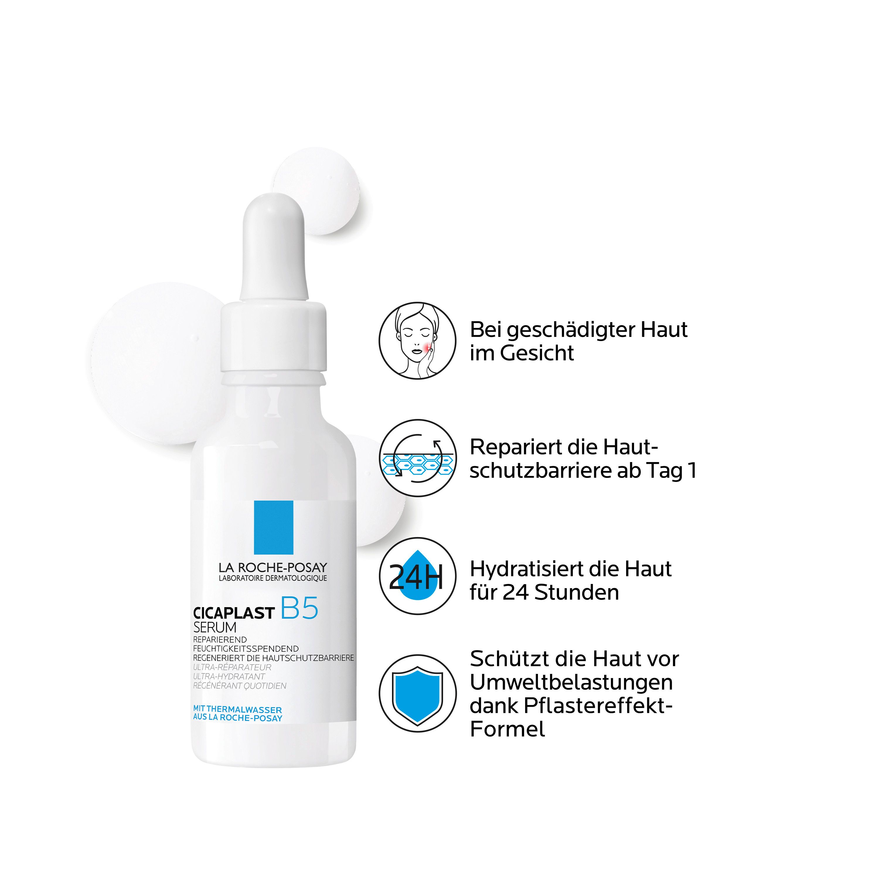 La Roche Posay Cicaplast B5 Serum: Reparierendes und feuchtigkeitsspendendes Gesichtsserum mit 10 % Dexpanthenol