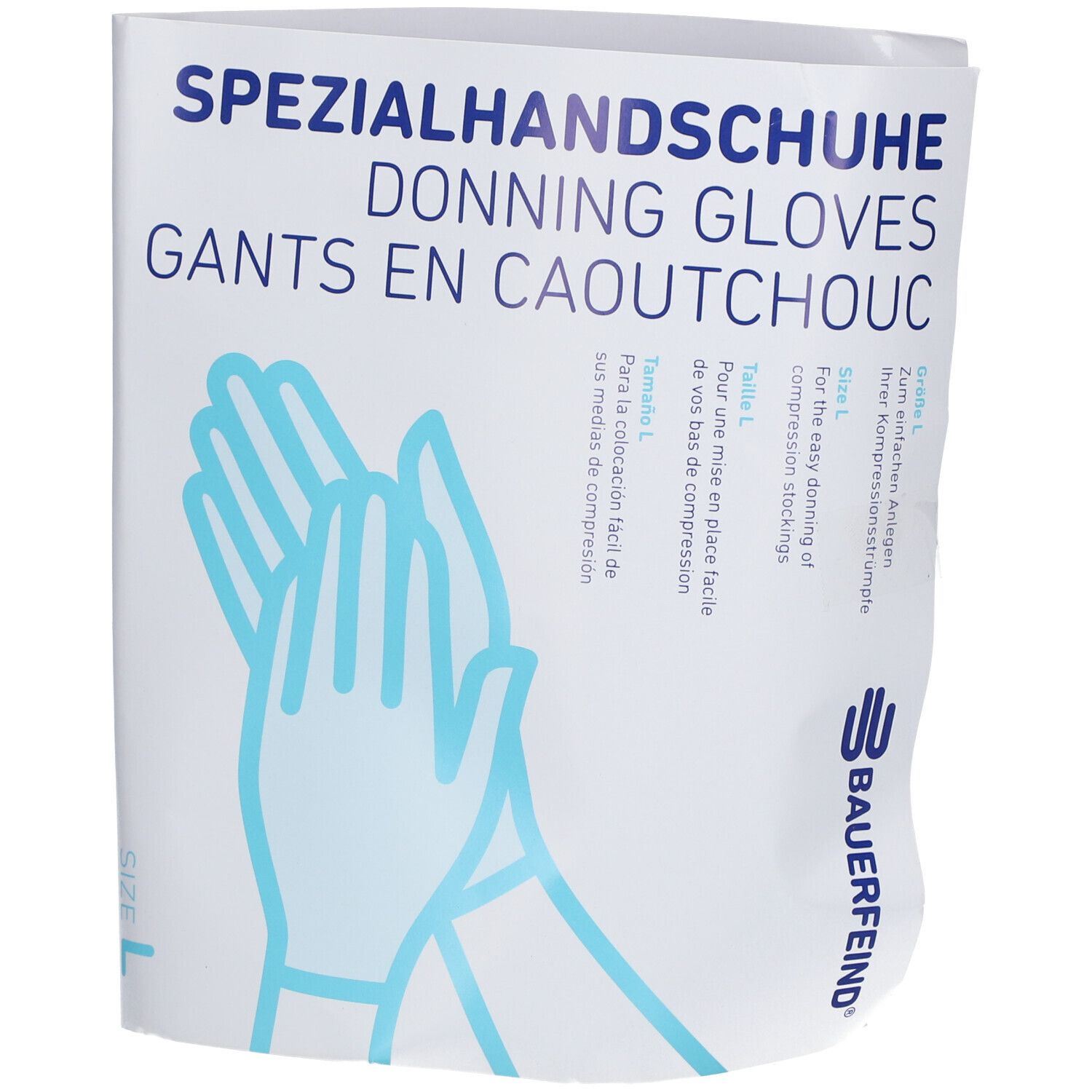 BAUERFEIND® HANDSCHUHE blau Gr.L Zubehörserie