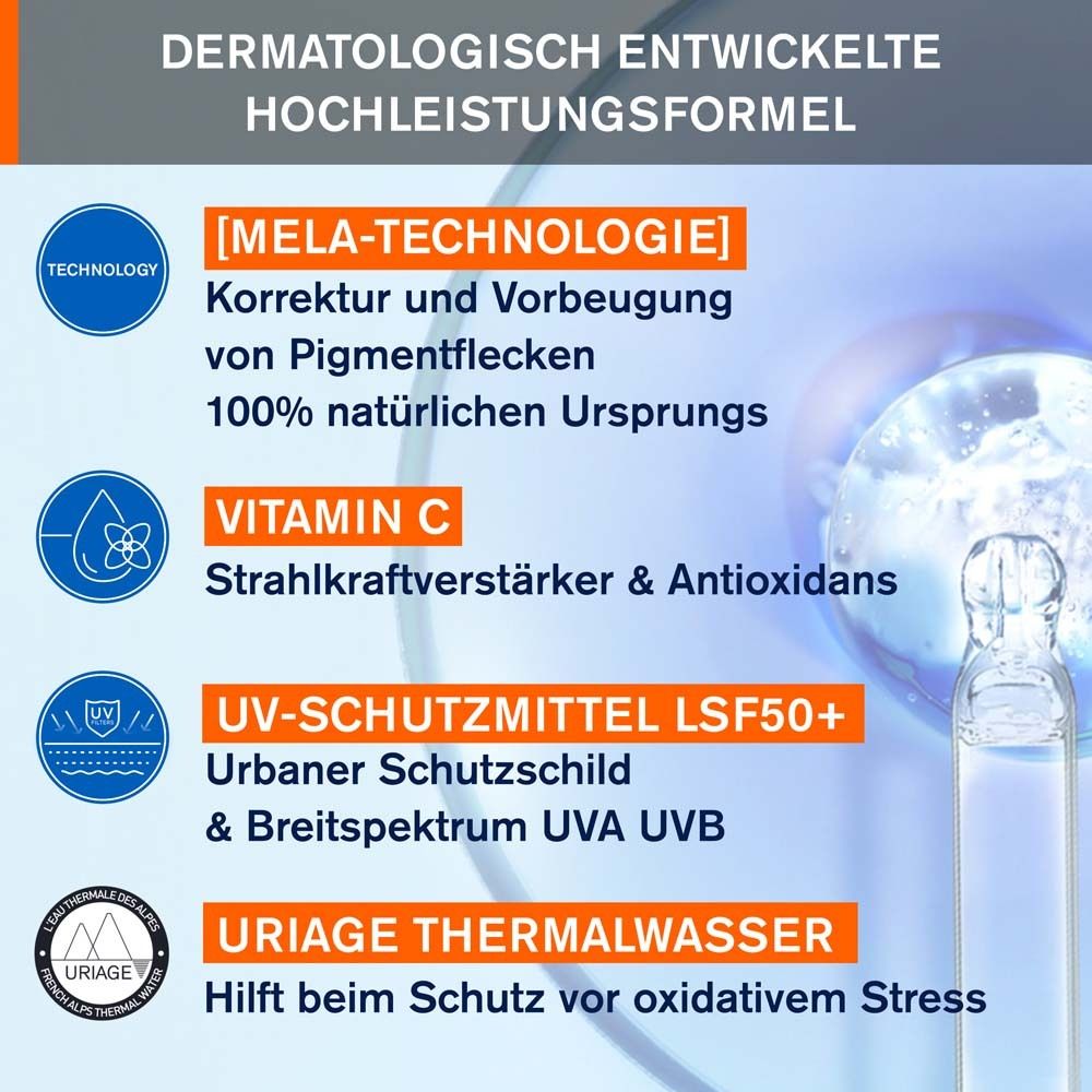 Text: 87% Intensität von Pigmentflecken reduziert. Ebenmäßiger Teint.