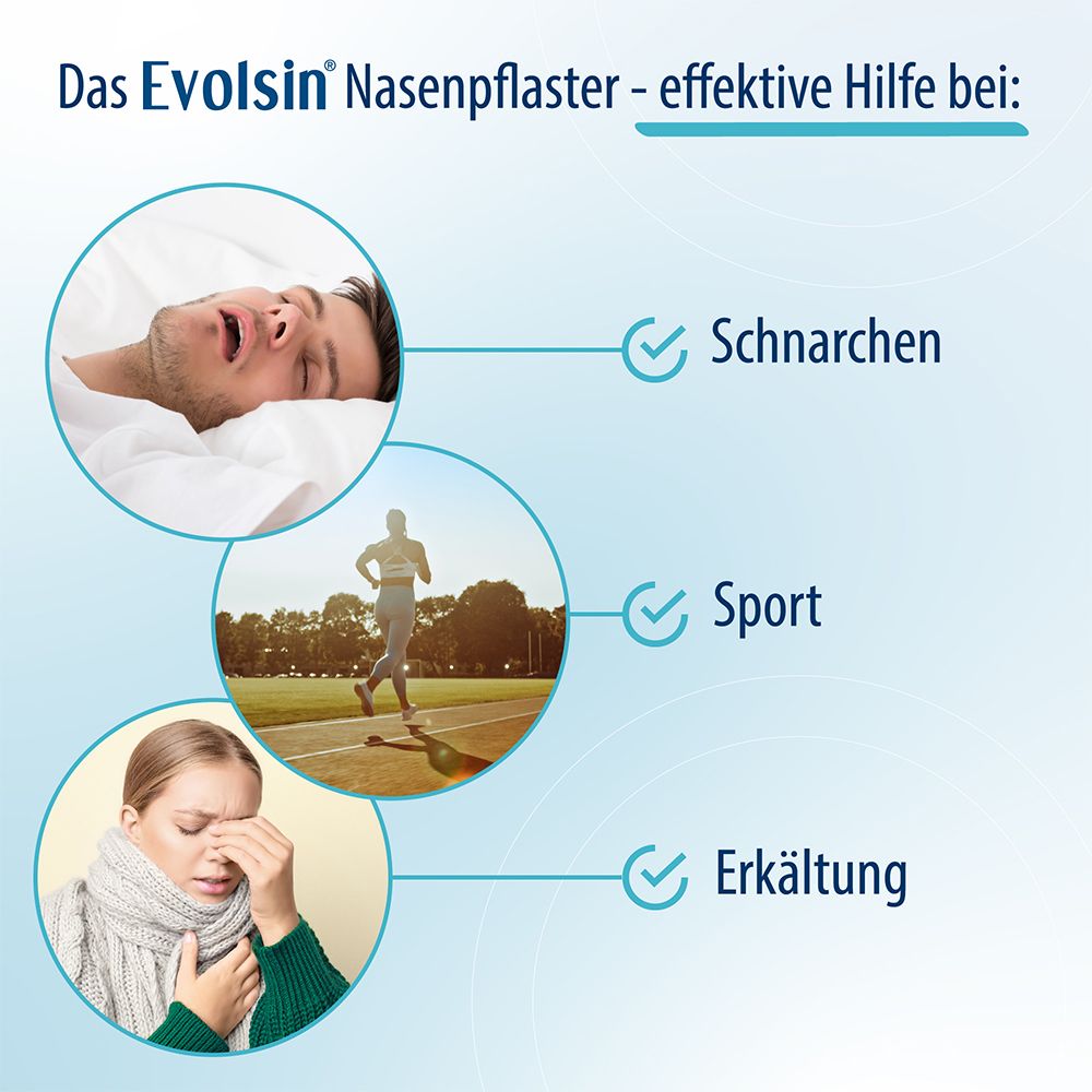 Evolsin® Anti Schnarch Nasenpflaster - Schnarchstopper für besseres Atmen bei Schnarchen, Sport oder Erkältung - WISSENSCHAFTLICH BESTÄTIGT - Effektiv schnarchen verhindern