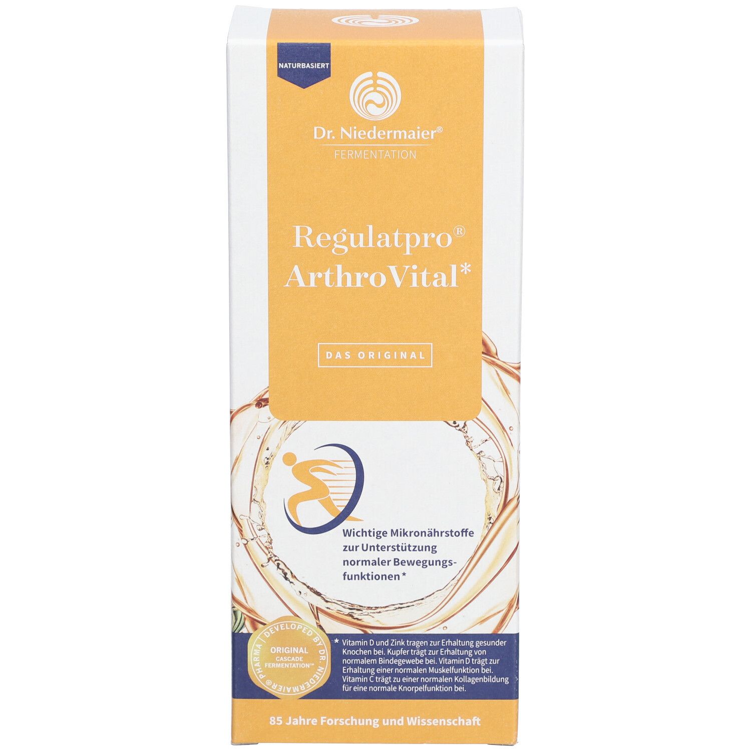 Karton mit Aufschrift: Dr. Niedermaier Regulatpro ArthroVital. Mit Abbildung und Text.