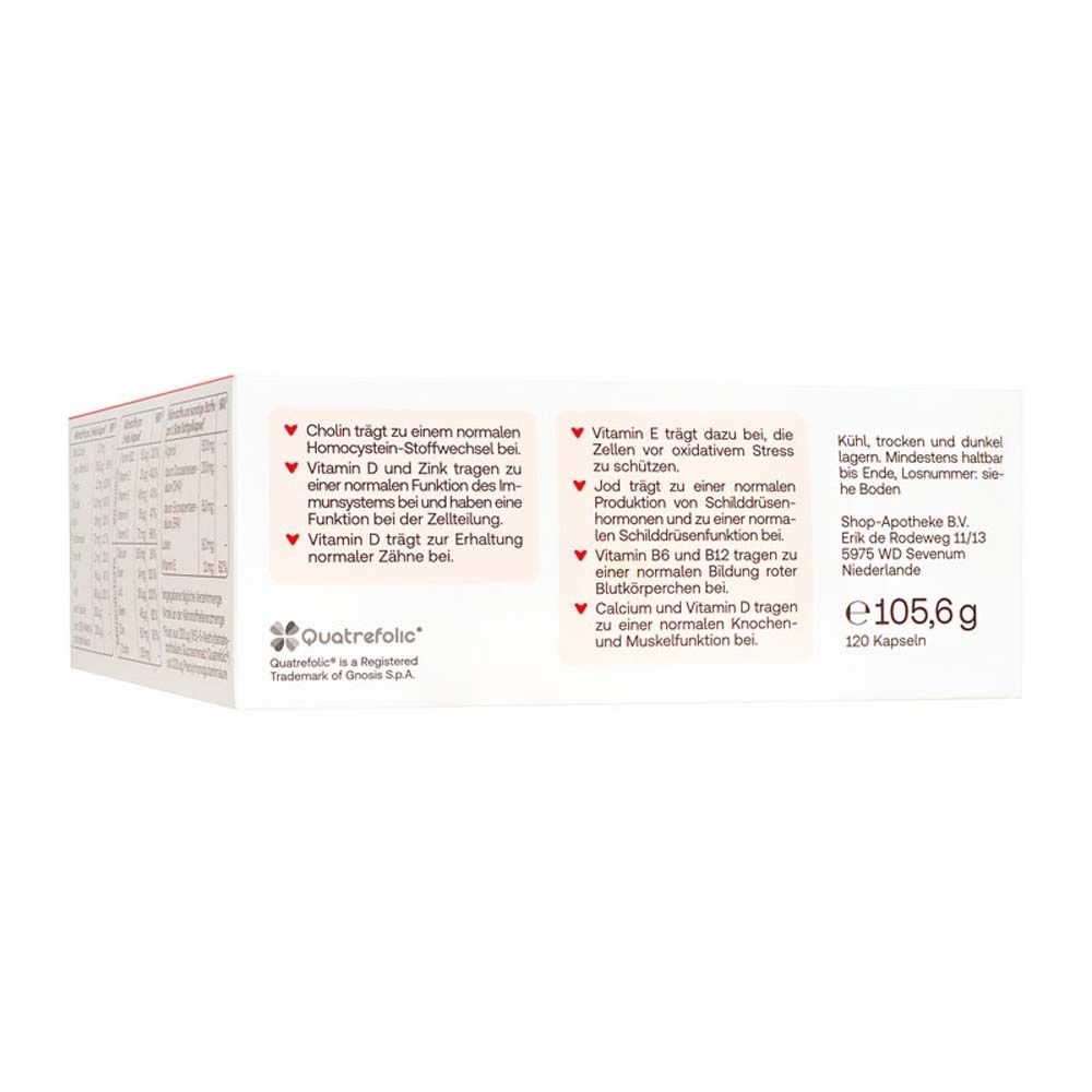 Textabschnitte auf der Rückseite der Redcare Fem Verpackung mit Informationen zu Inhaltsstoffen.