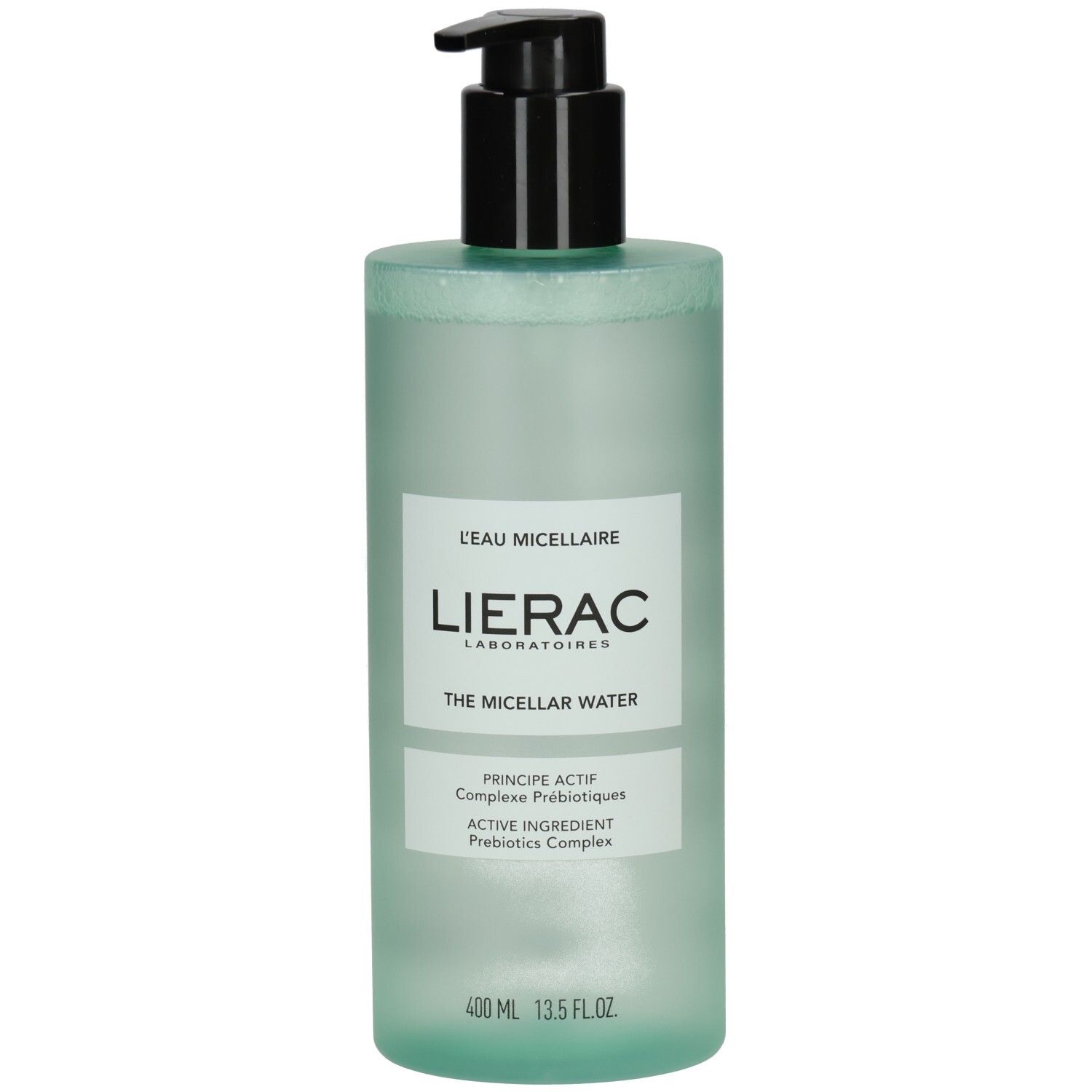 Lierac Micellar Water in einer durchsichtigen Flasche mit Pumpspender. Enthält 400 ml.