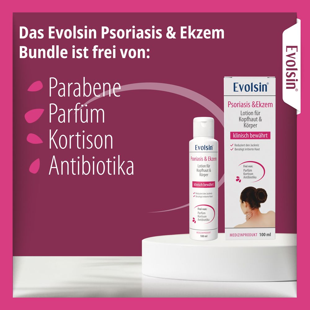 Evolsin Lotion Flasche und Kartonverpackung, 100 ml.