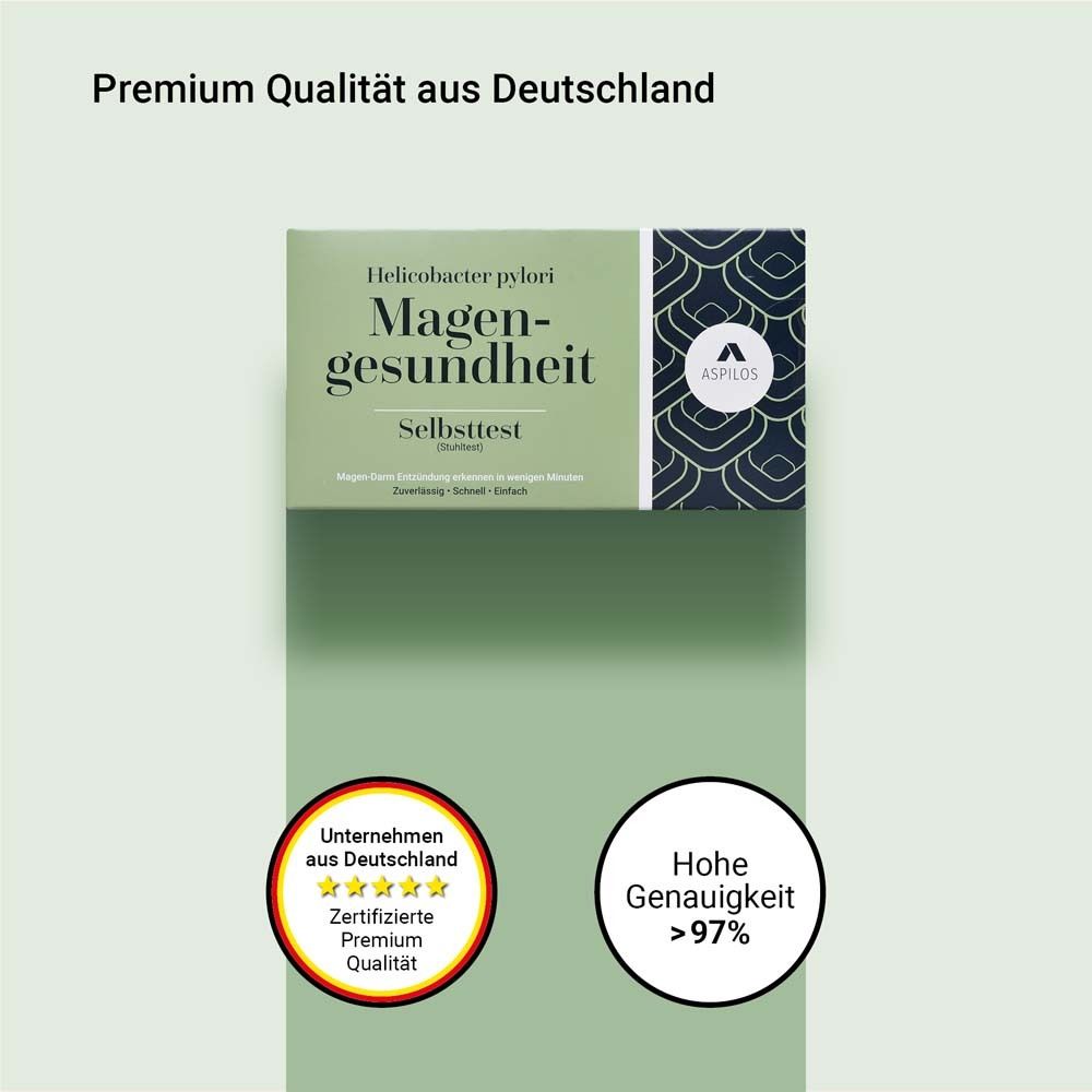 Produkt mit Text 'Premium Qualität aus Deutschland'. Logo und Text 'Hohe Genauigkeit >97%'