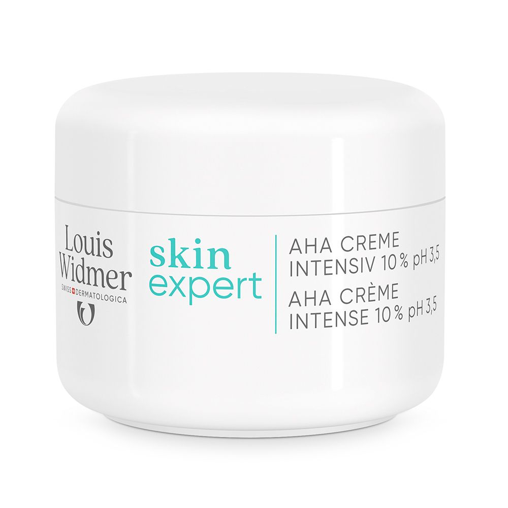 Louis Widmer skin expert AHA Creme Intensiv 10% pH 3,5, unparfümiert.