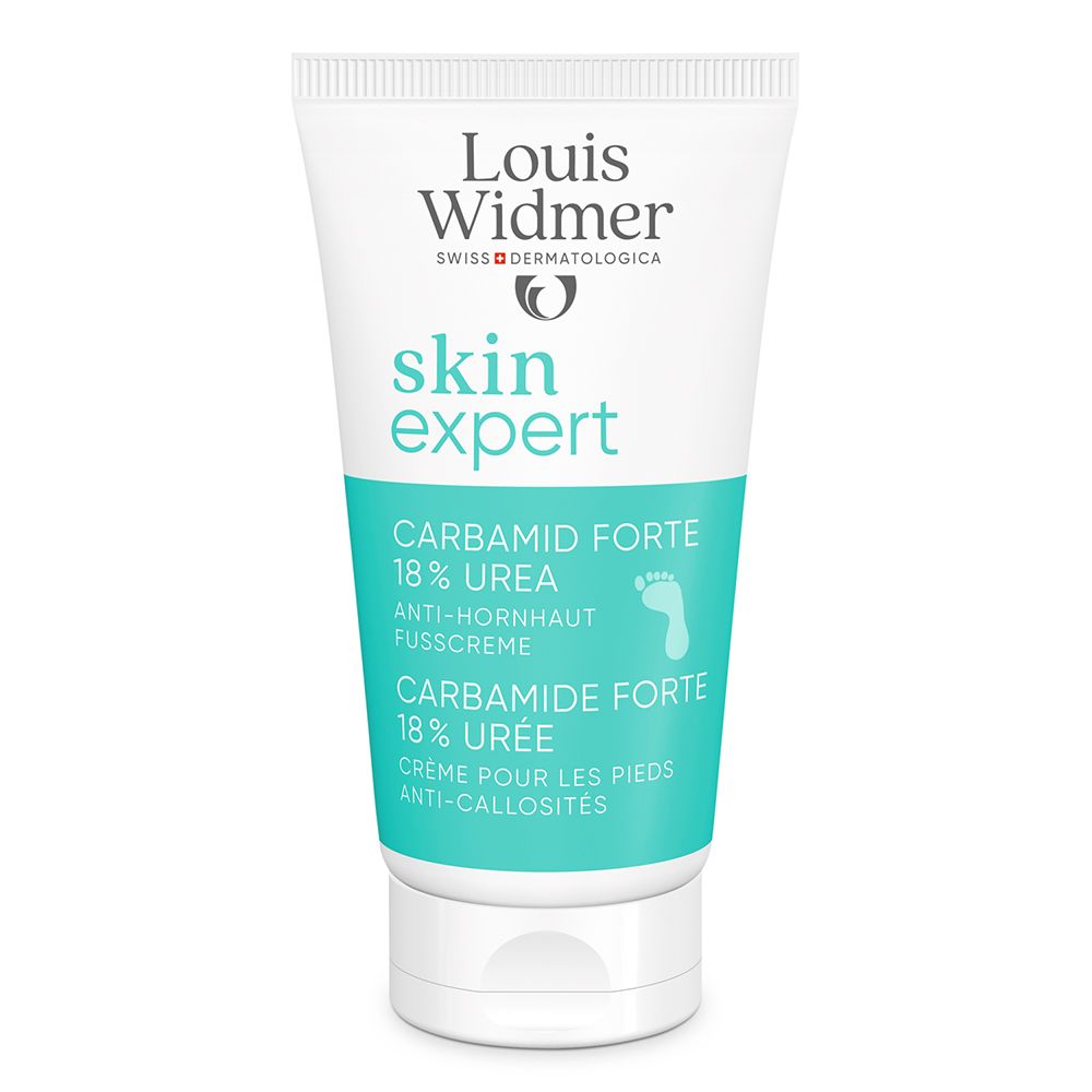 Louis Widmer Skin Expert Fußcreme mit 18% Urea, Tube.