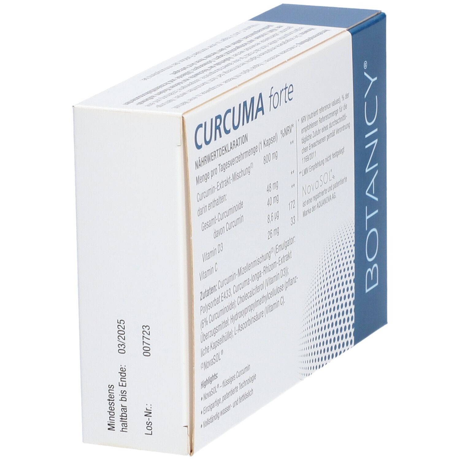 Rückseite der Schachtel mit Haltbarkeitsdatum. Zeigt Mindesthaltbarkeitsdatum.