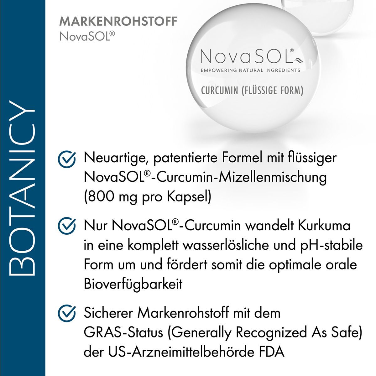 Textabschnitt mit Informationen zu NovaSOL Curcumin. Enthält Informationen zu Inhaltsstoffen.