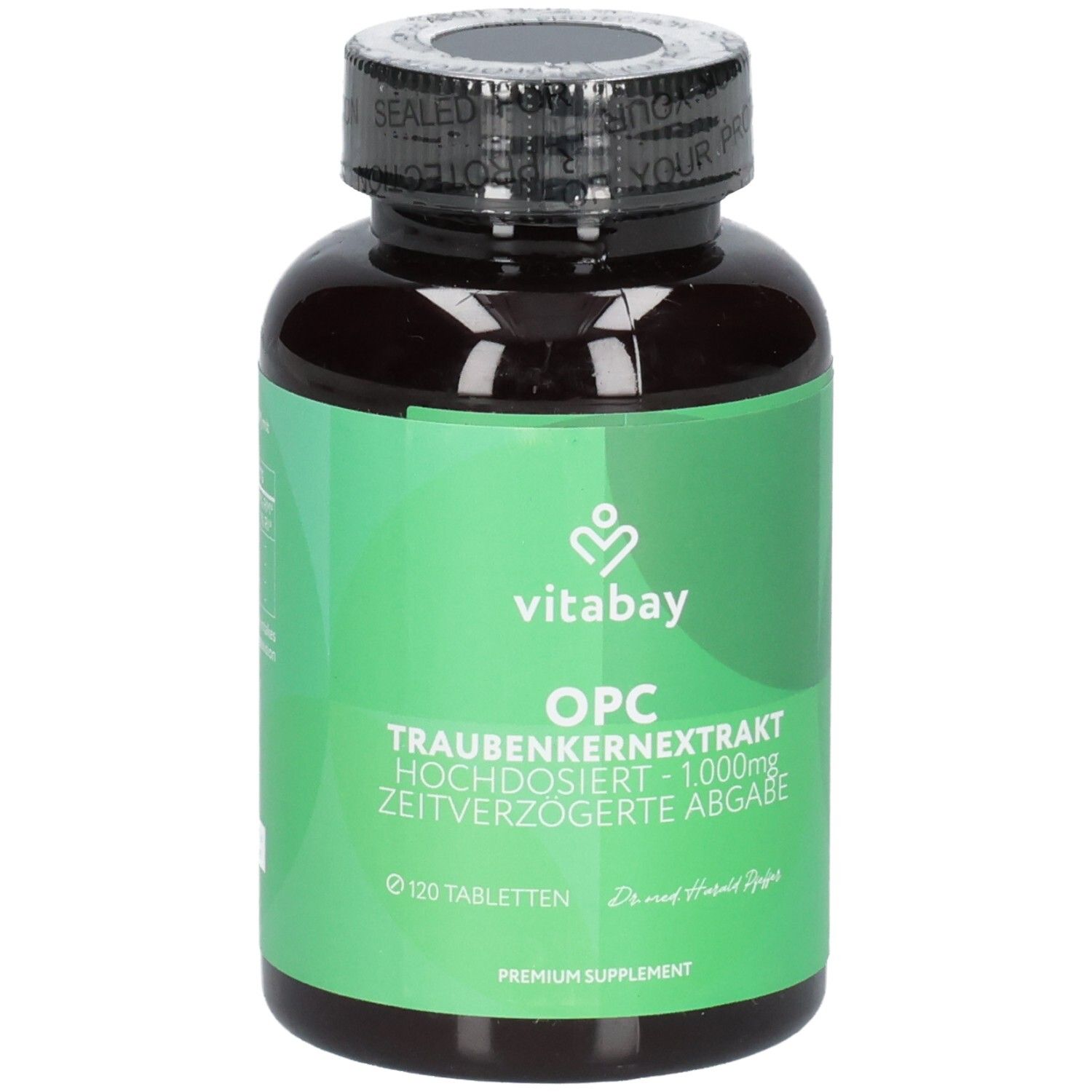 Vitabay OPC Traubenkernextrakt Flasche mit 120 Tabletten, hochdosiert, Zeitverzögerte Abgabe.