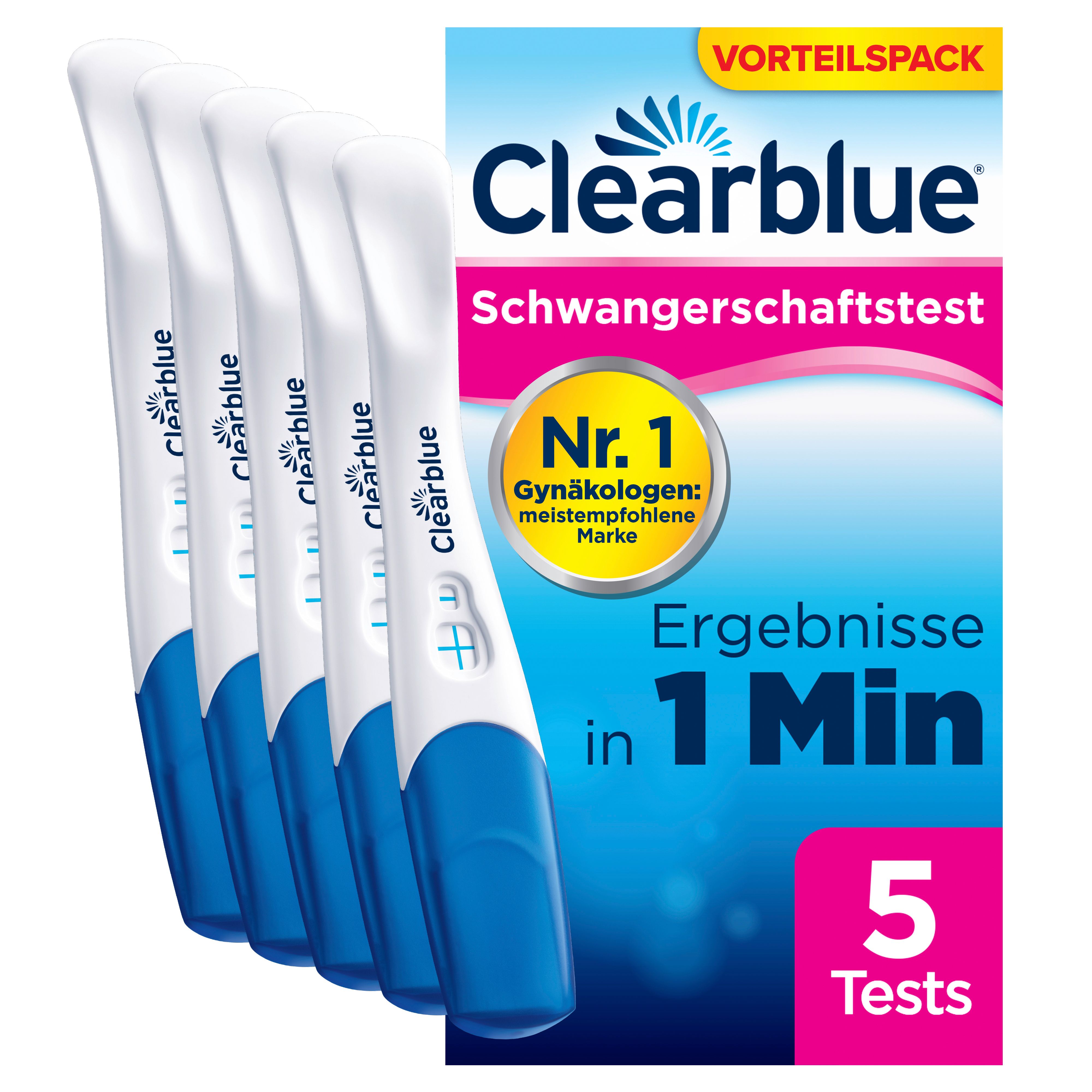 Clearblue® Schwangerschaftstest Schnelle Erkennung 5er, Vorteilspack