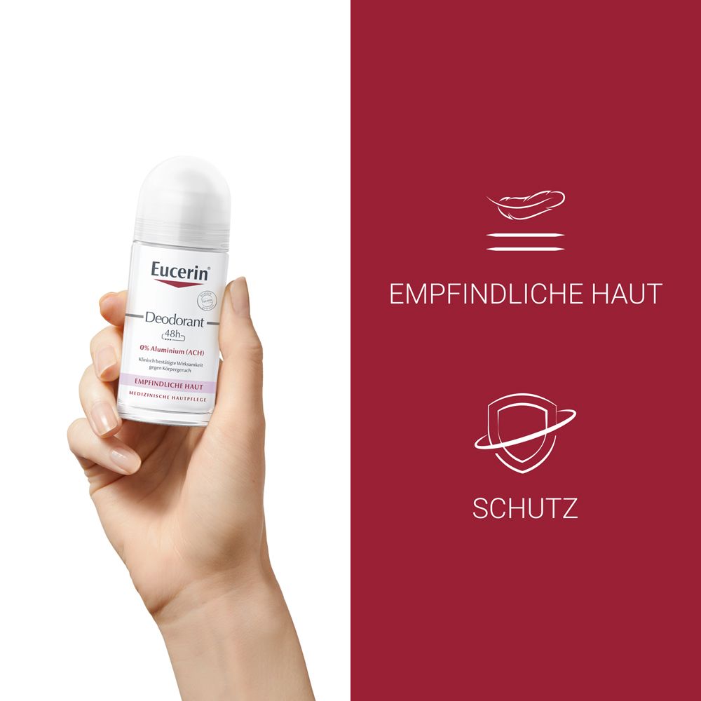 Eucerin Doppelpack Deodorant Roll-on Empfindliche Haut 48h 0% Aluminium – schützt empfindliche Haut vor Körpergeruch