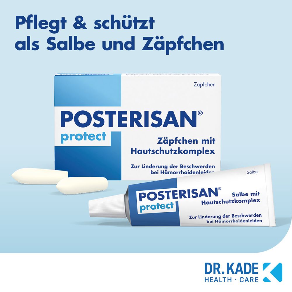 Posterisan protect: Salbe und Zäpfchen zur Linderung von Hämorrhoiden.