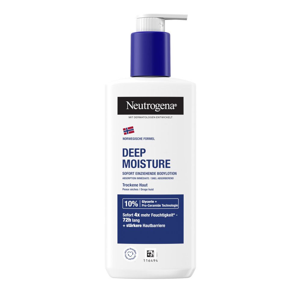 Neutrogena Norwegische Formel Deep Moisture sofort einziehende Bodylotion (250 ml) für mehr Feuchtigkeit bei trockener Haut