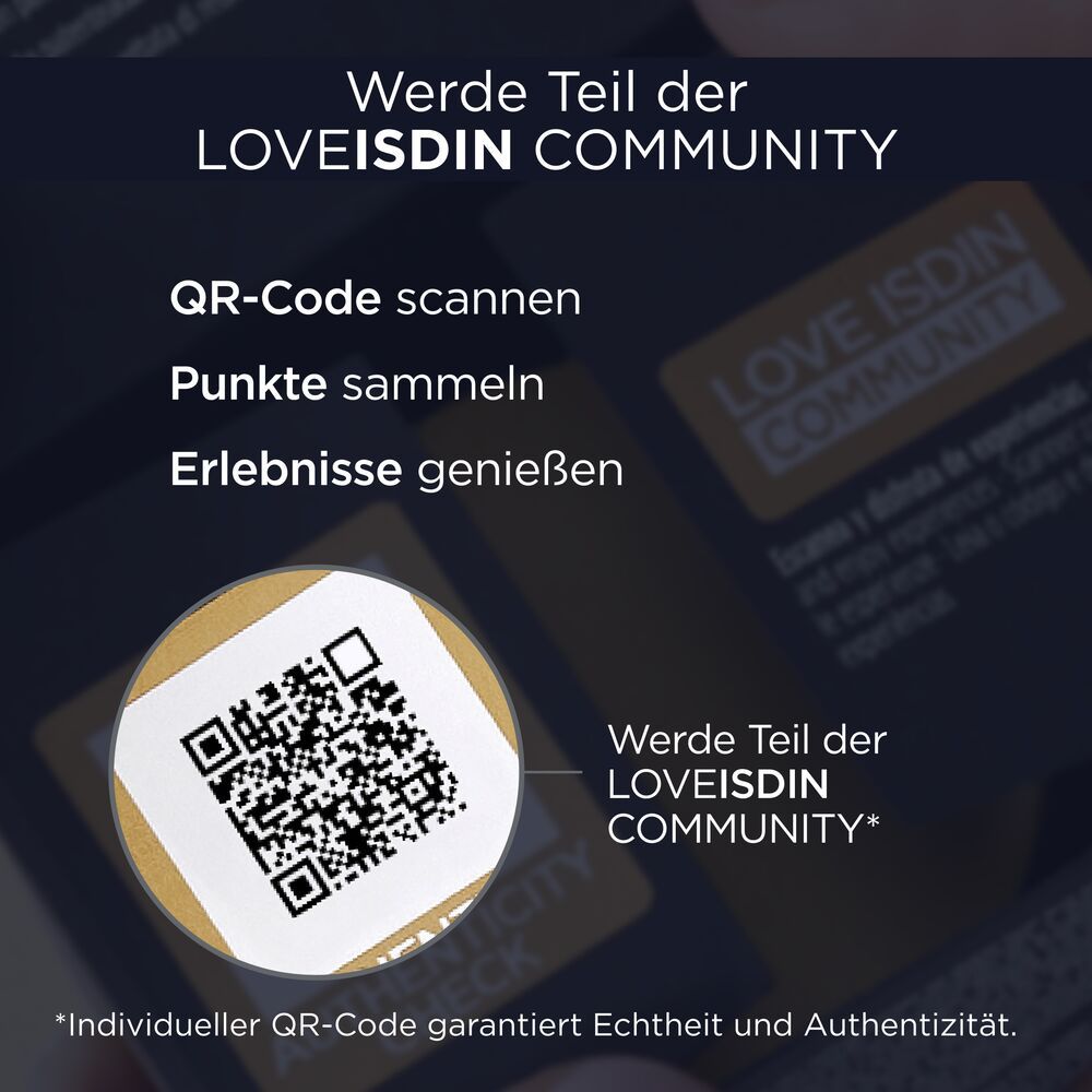 QR-Code und Text zur LOVEISDIN COMMUNITY. QR-Code zum Scannen.