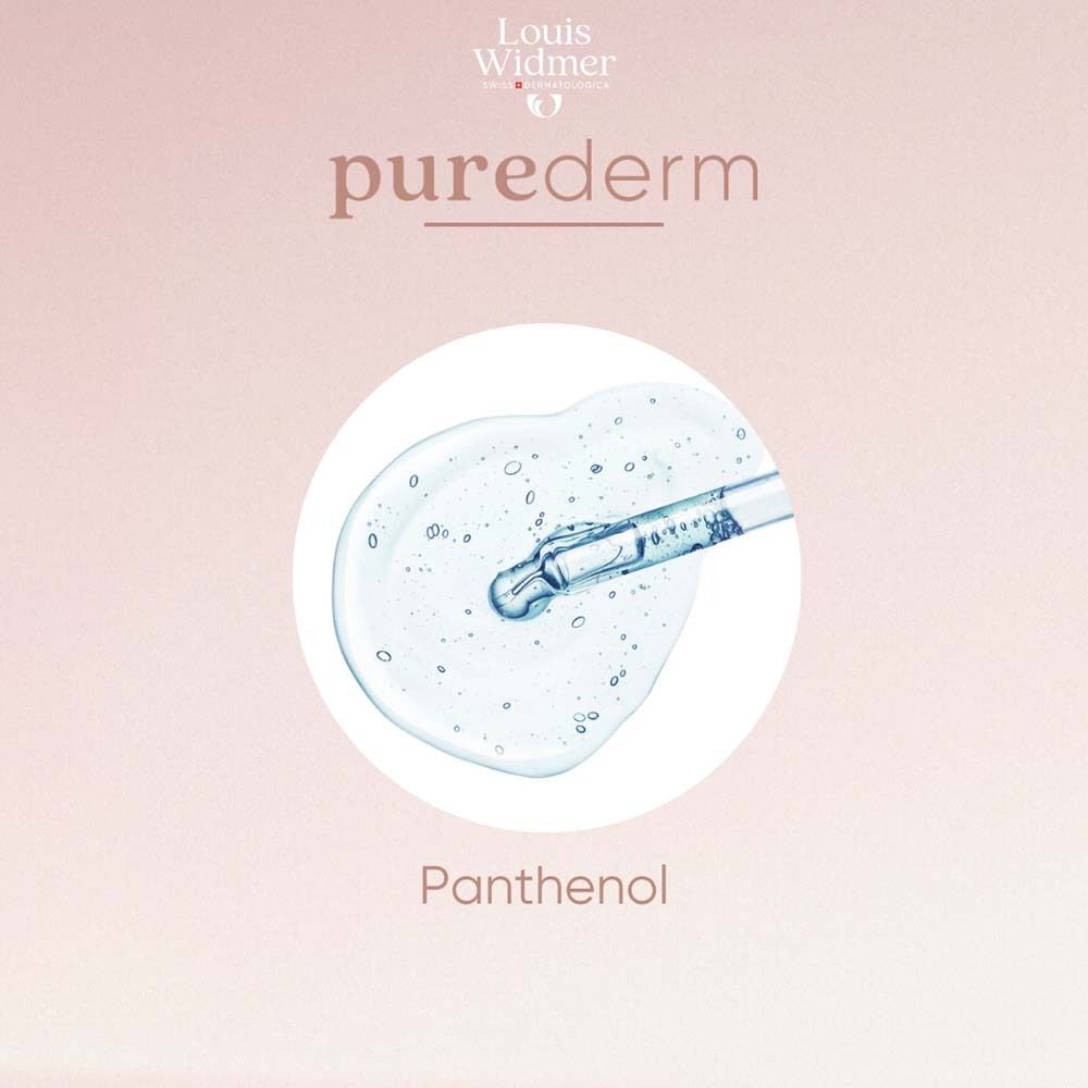 Tropfen Flüssigkeit mit Pipette. Text: Panthenol.