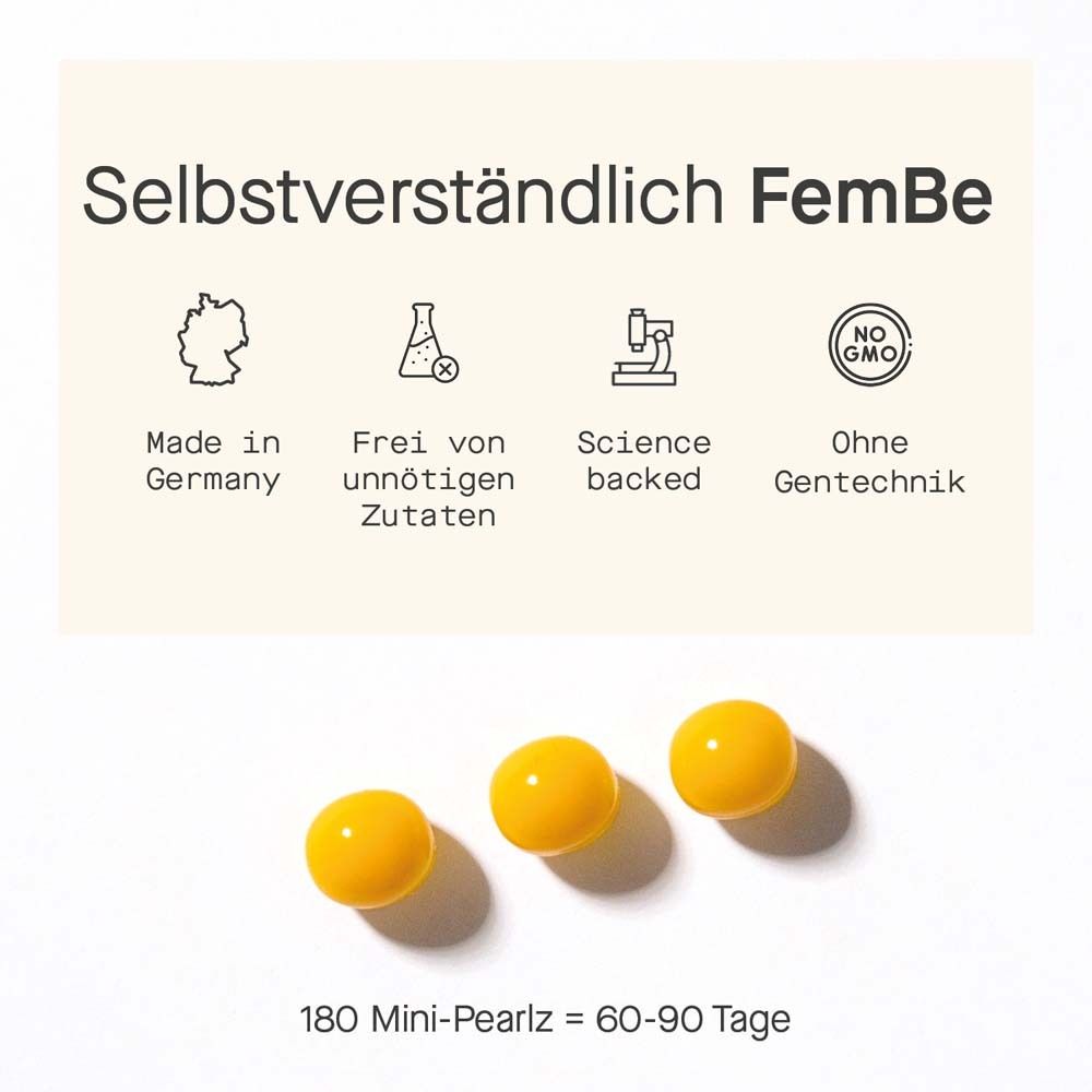 3 gelbe Mini-Pearlz. Made in Germany, frei von unnötigen Zutaten, science backed, ohne Gentechnik.