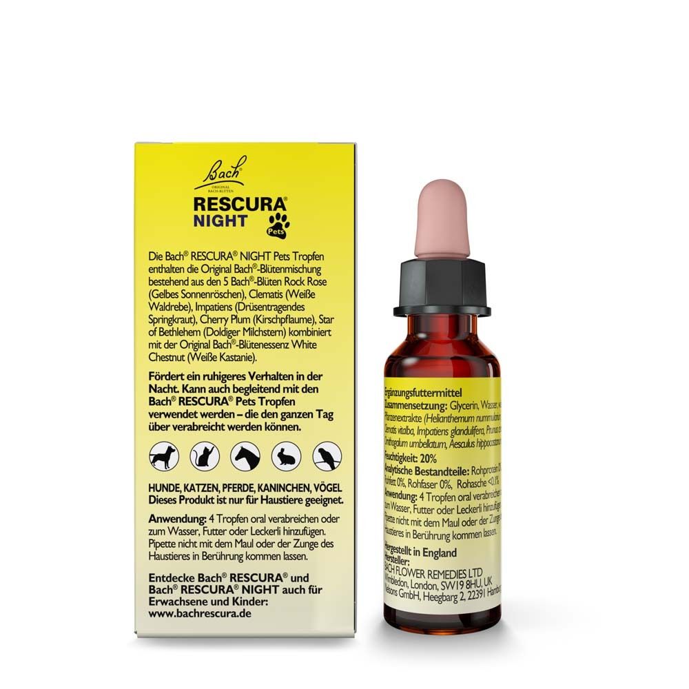 Rückseite der Schachtel. Text über die Inhaltsstoffe und Anwendung. Für Hunde, Katzen, Pferde, Vögel.