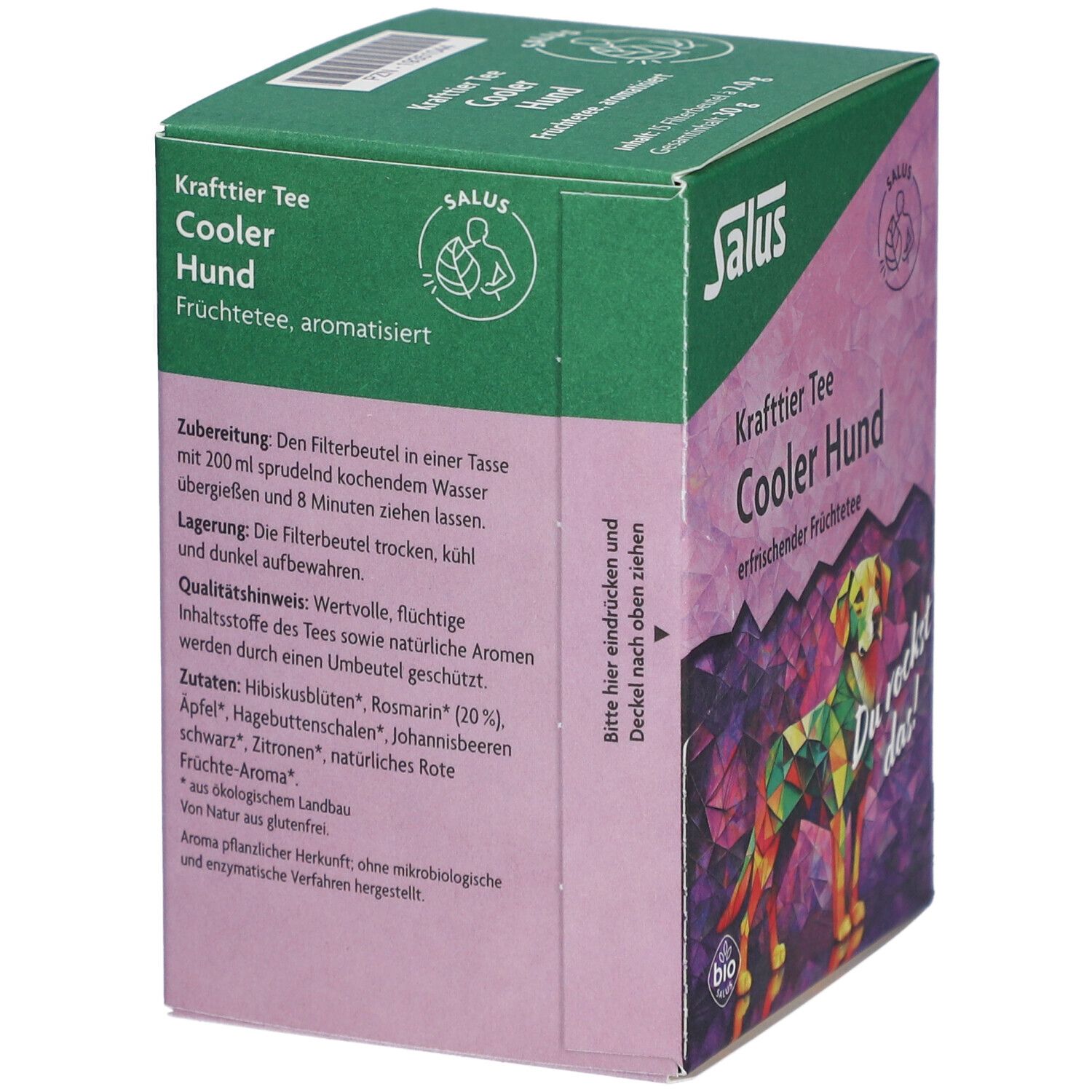 Salus Krafttier Tee Cooler Hund Bio Früchtetee - 15 Filterbeutel