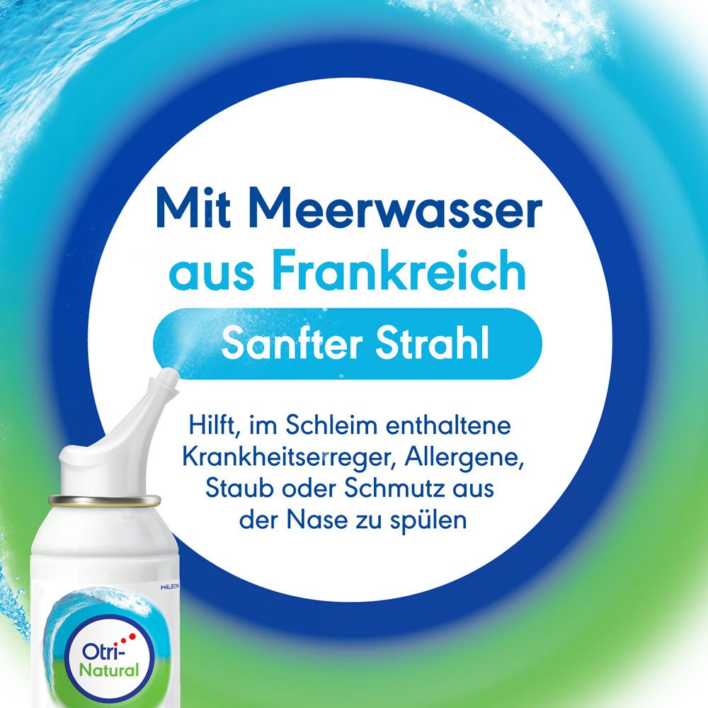Nasenspray-Flasche. Otri-Natural. Mit Meerwasser aus Frankreich. Sanfter Strahl.